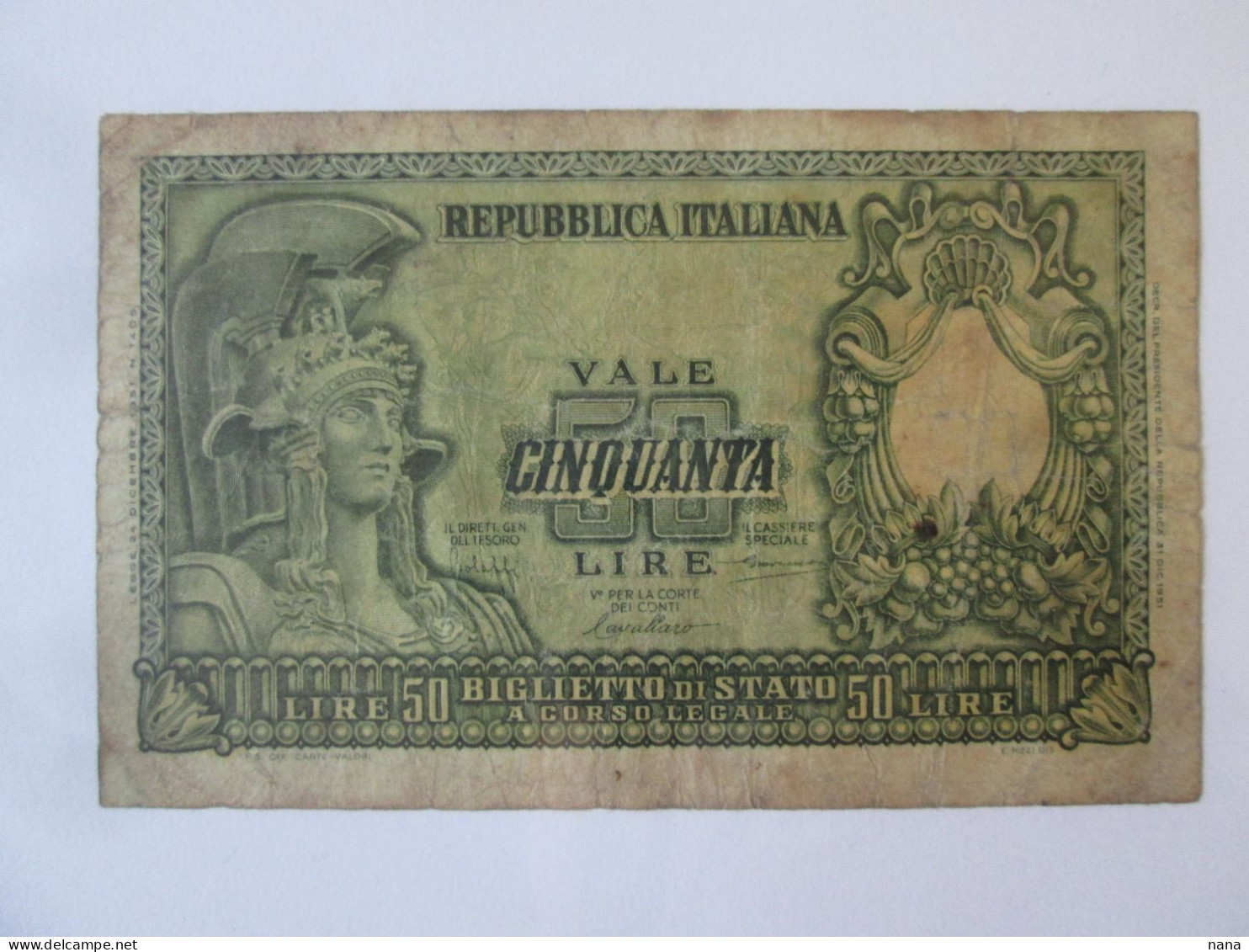 Italy 50 Lire 1951 Banknote See Pictures - 50 Lire