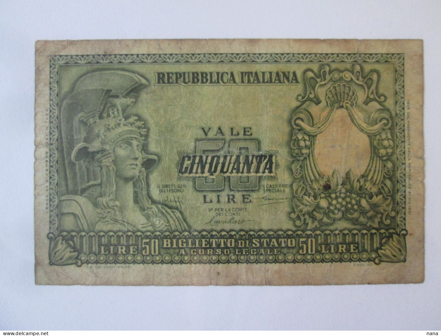 Italy 50 Lire 1951 Banknote See Pictures - 50 Liras