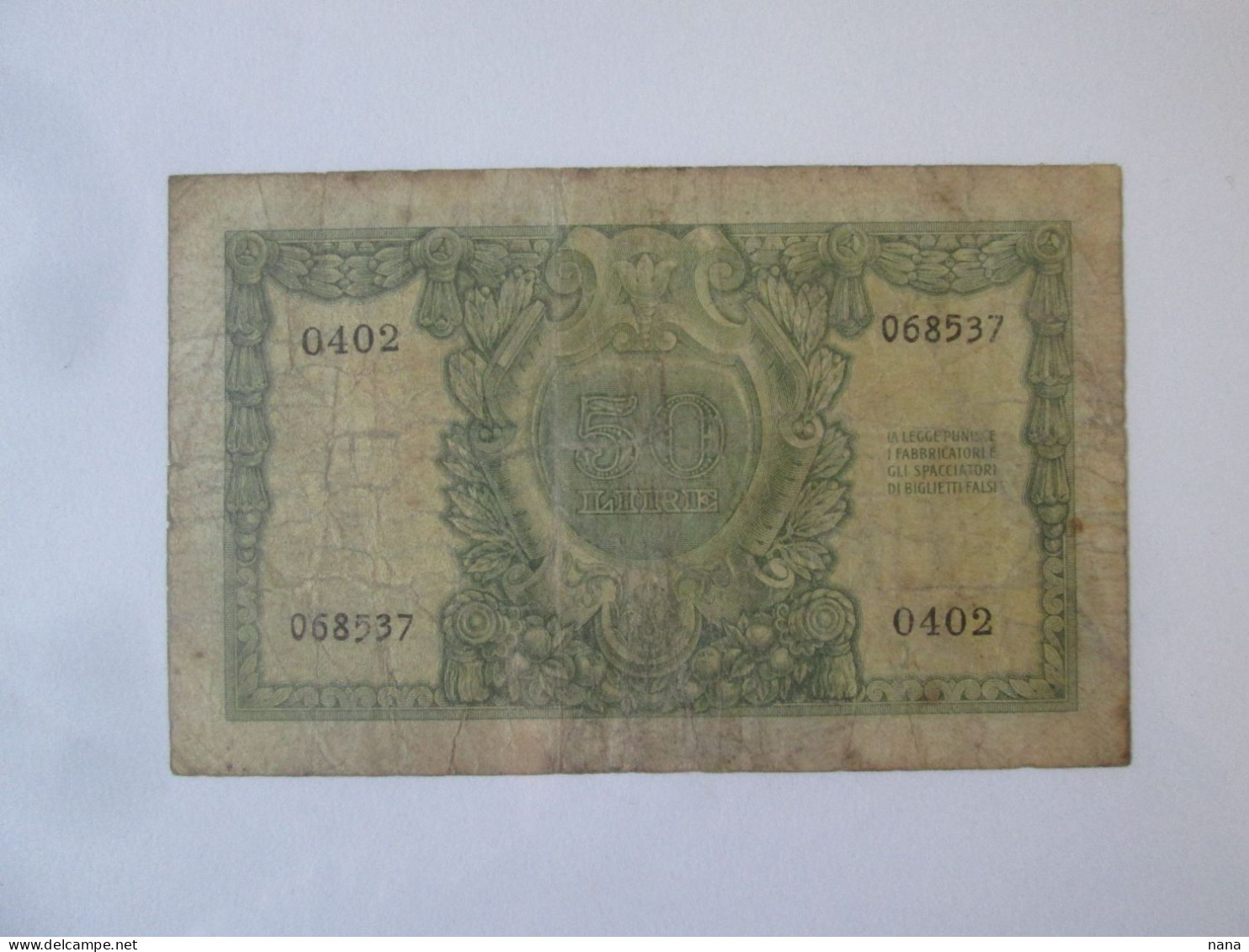 Italy 50 Lire 1951 Banknote See Pictures - 50 Liras