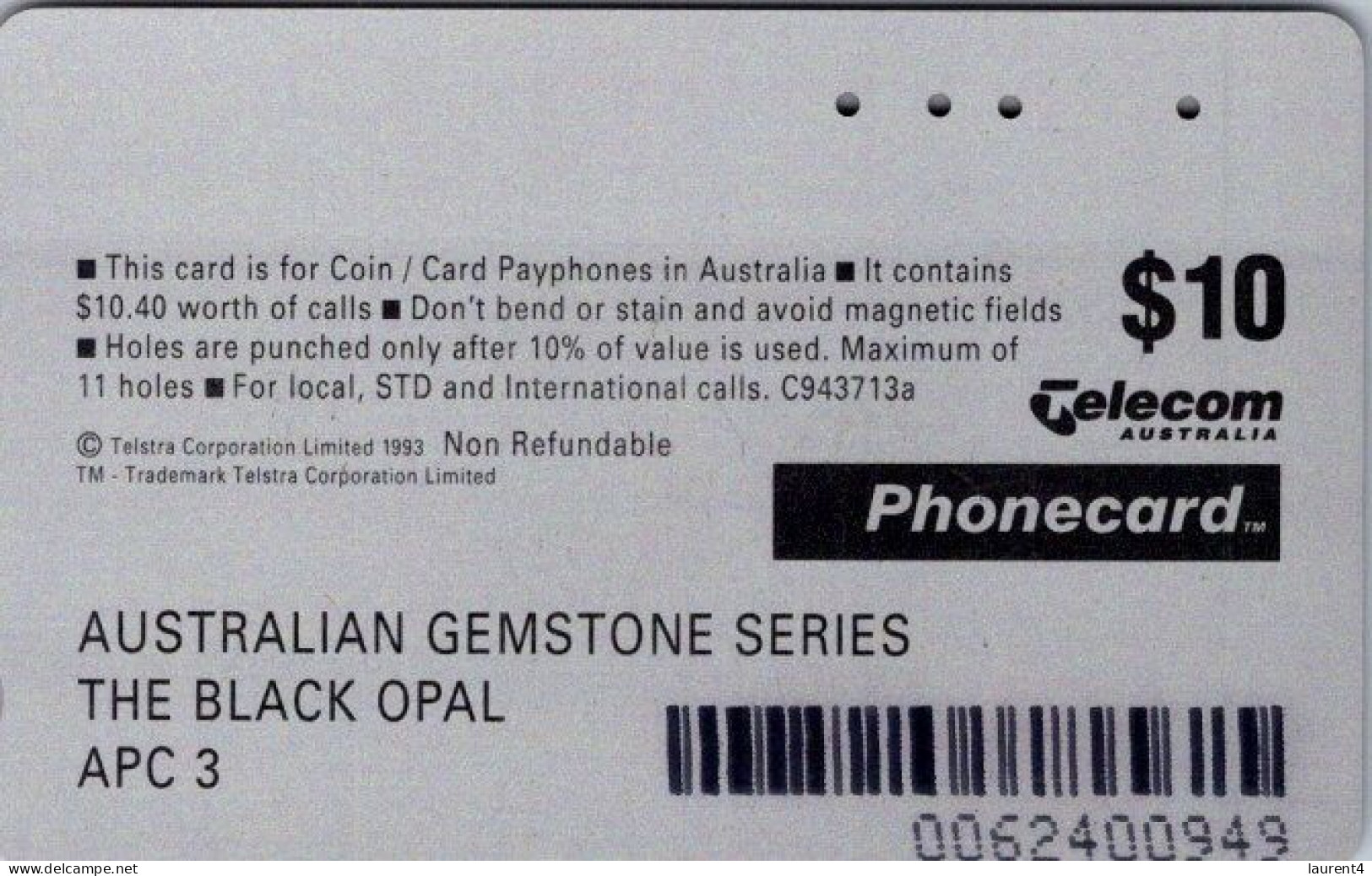 8-3-2024 (Phonecard) BLACK OPAL   - $ 10.00 Phonecard - Carte De Téléphoone (1 Card) - Australie