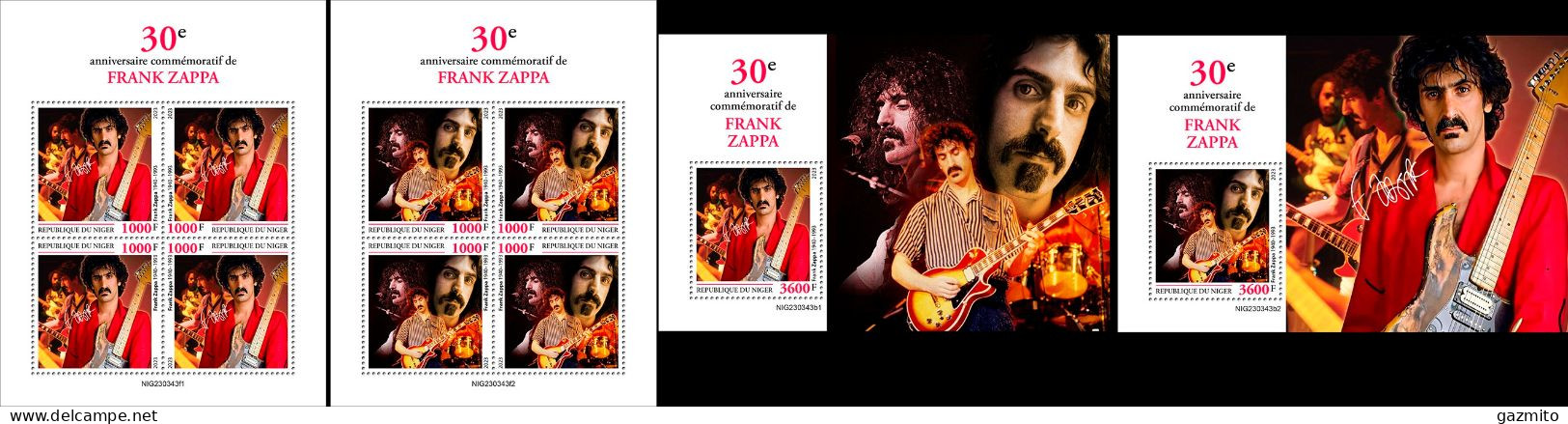 Niger 2023, Music, Frank Zappa, 4val +4val +2BF - Niger (1960-...)