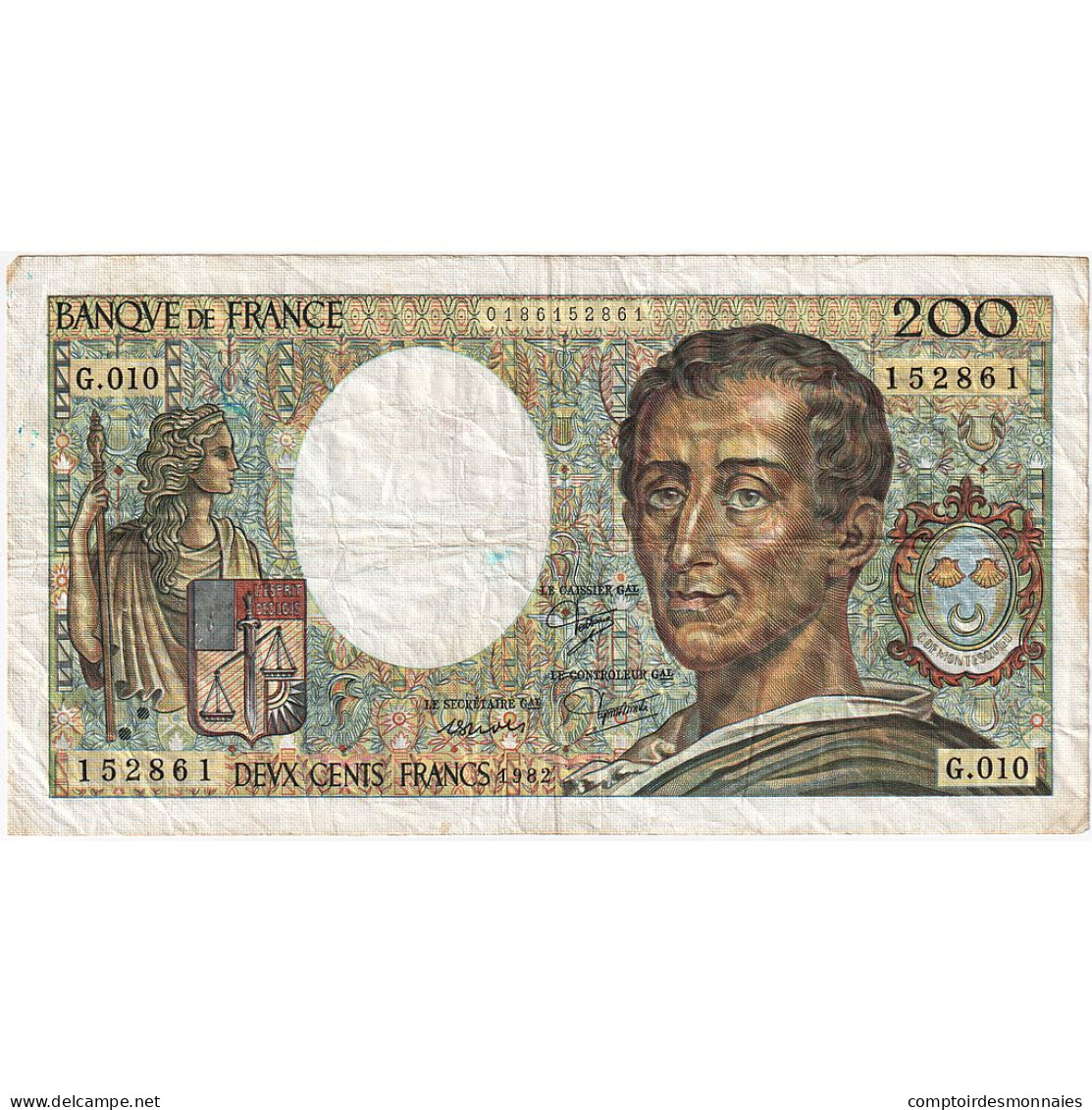 France, 200 Francs, Montesquieu, 1982, G.010, TB, Fayette:70.2, KM:155a - 200 F 1981-1994 ''Montesquieu''