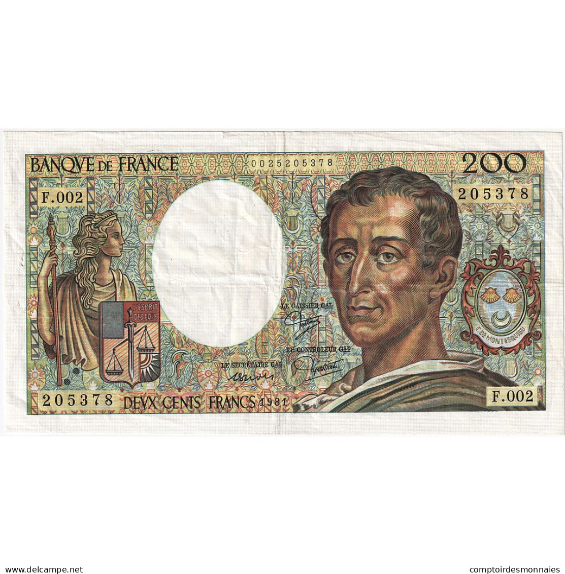 France, 200 Francs, Montesquieu, 1981, F.002, TTB+, Fayette:70.01, KM:155a - 200 F 1981-1994 ''Montesquieu''