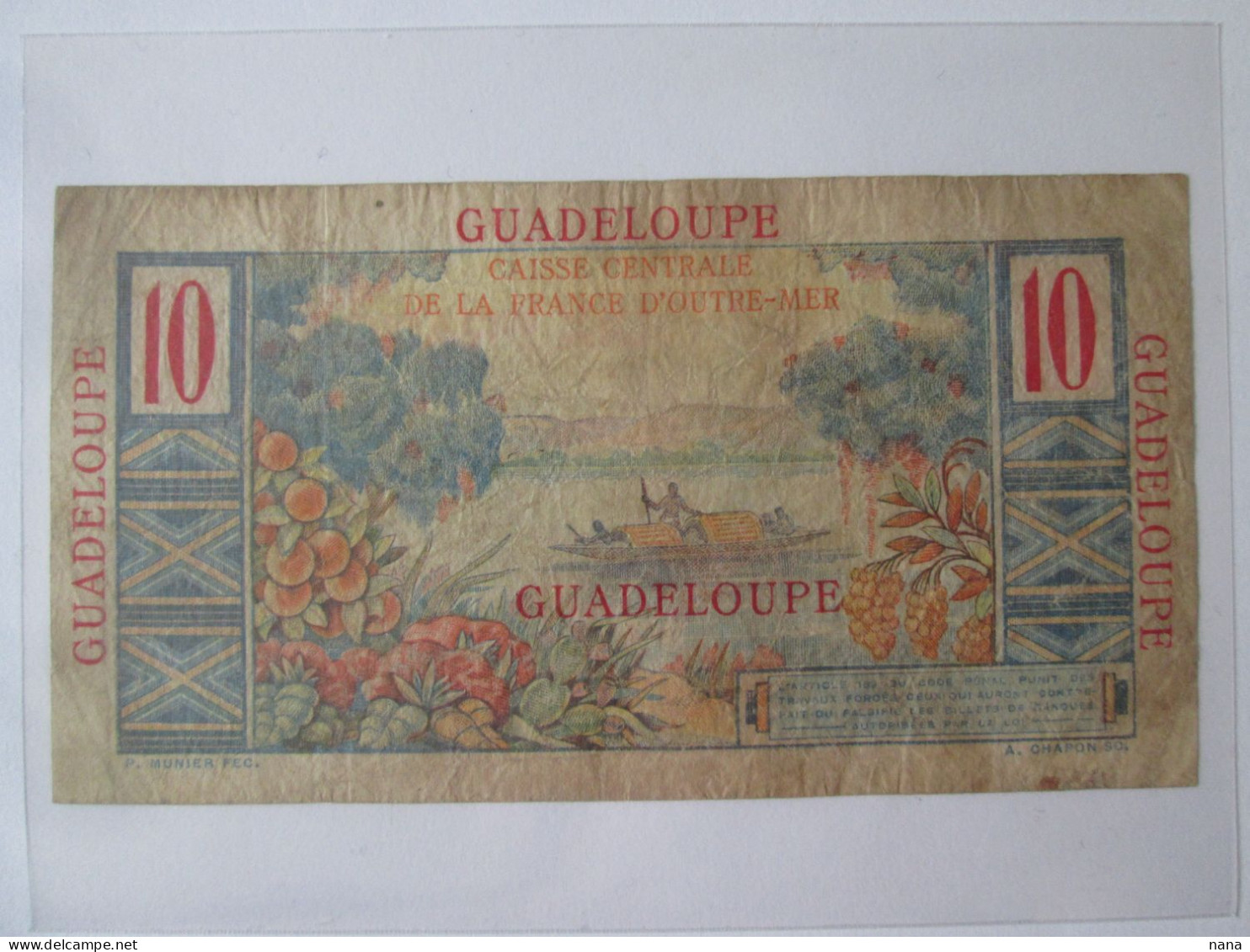 Rare! Guadeloupe 10 Francs 1947 Banknote See Pictures - Ohne Zuordnung
