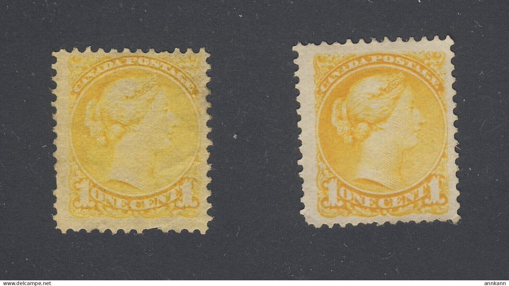 2x Canada Small Queen Mint Stamps #35-1c Fine #35i-1c VF Guide Value = $120.00 - Nuevos