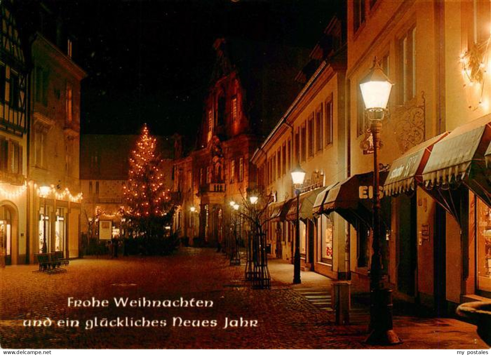 73923203 Ettlingen Weihnachts- Und Neujahrskarte Stadtzentrum Unter Beleuchtung  - Ettlingen