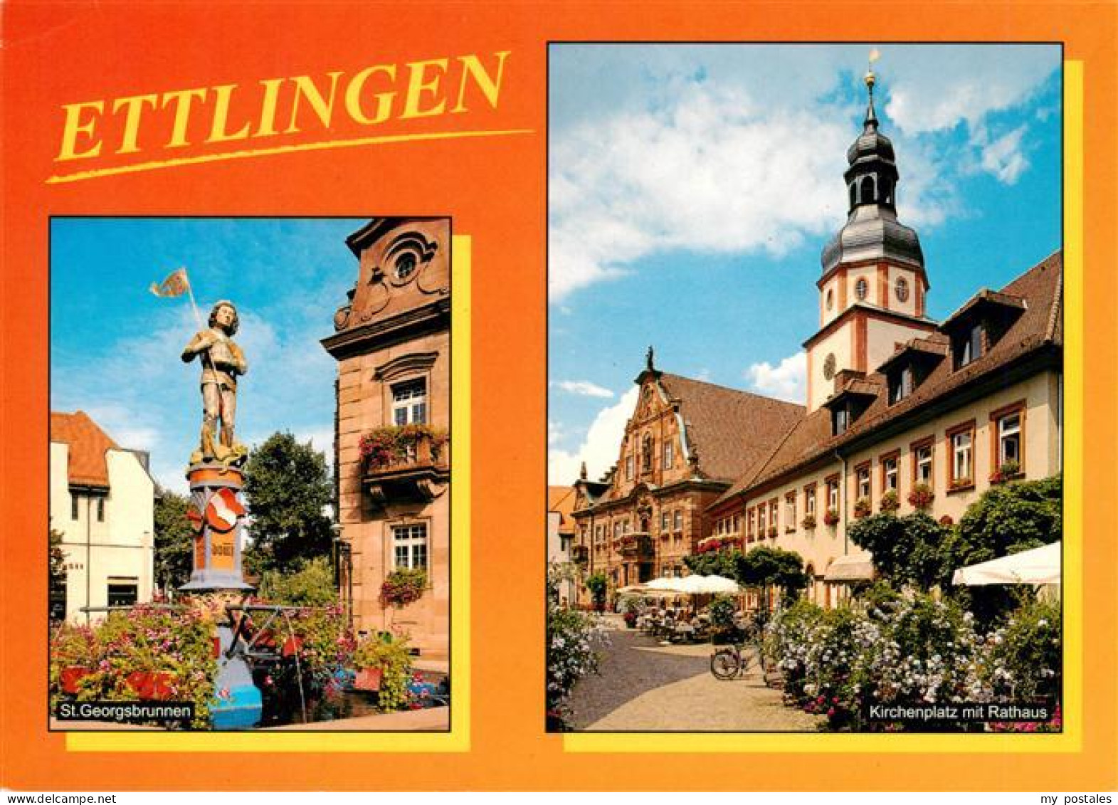 73923202 Ettlingen Brunnen Marktplatz Rathaus Turm - Ettlingen
