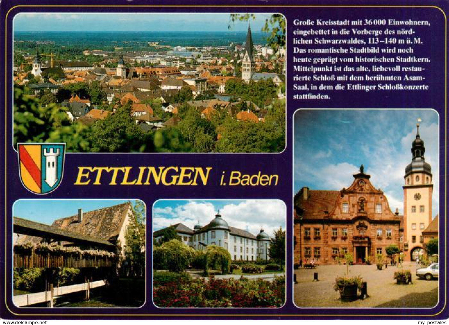 73923199 Ettlingen Stadtpanorama Marktplatz Rathaus Holzbruecke - Ettlingen