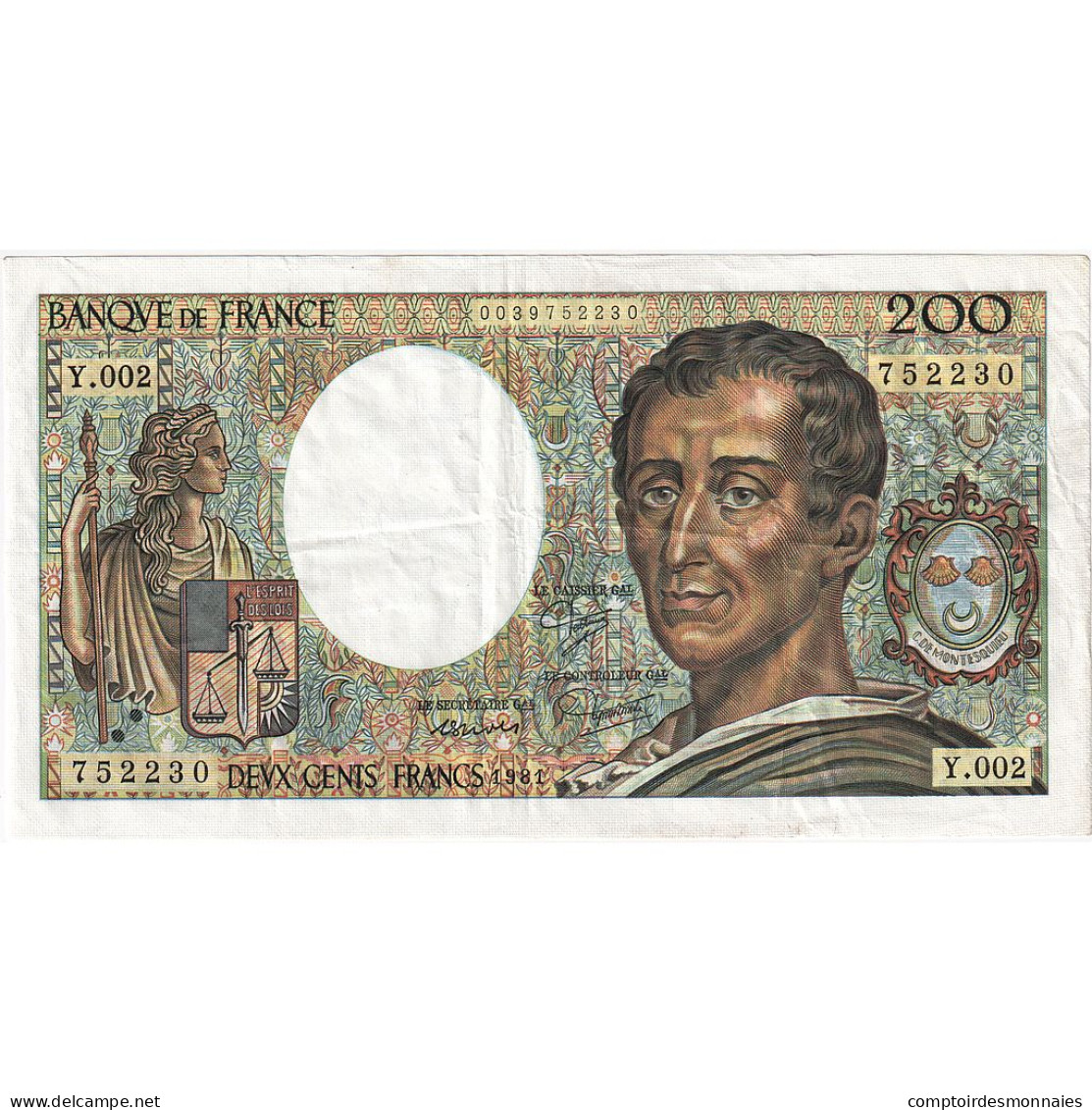 France, 200 Francs, Montesquieu, Undated (1981), Y.002, TTB - 200 F 1981-1994 ''Montesquieu''