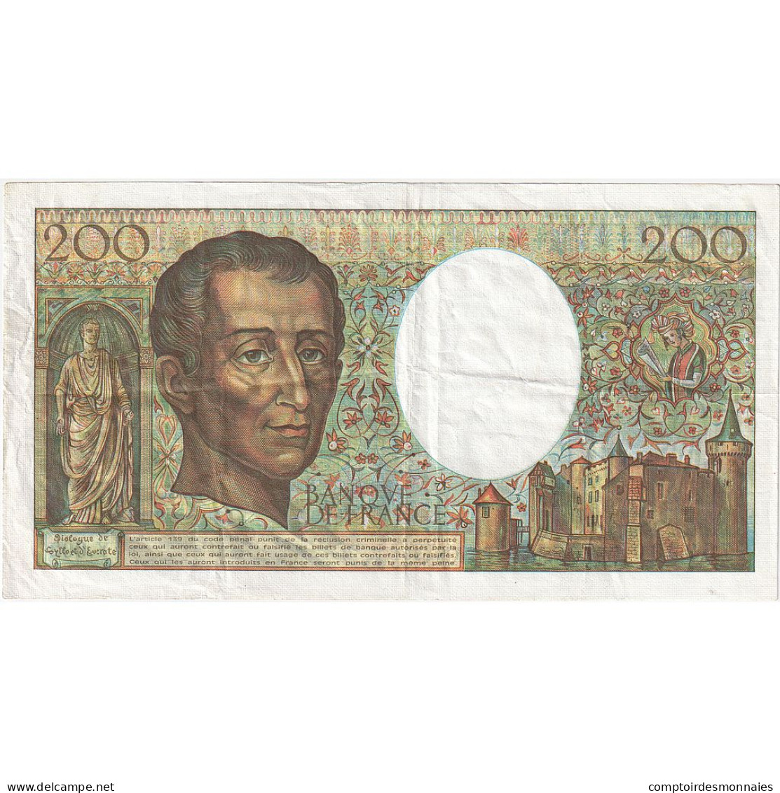 France, 200 Francs, Montesquieu, Undated (1981), Y.002, TTB - 200 F 1981-1994 ''Montesquieu''