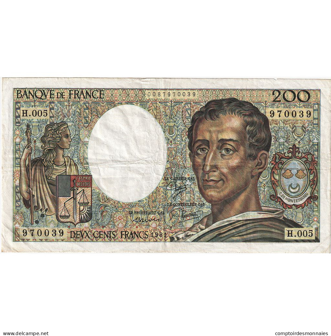 France, 200 Francs, Montesquieu, 1981, H.005, TB+, Fayette:70.01, KM:155a - 200 F 1981-1994 ''Montesquieu''
