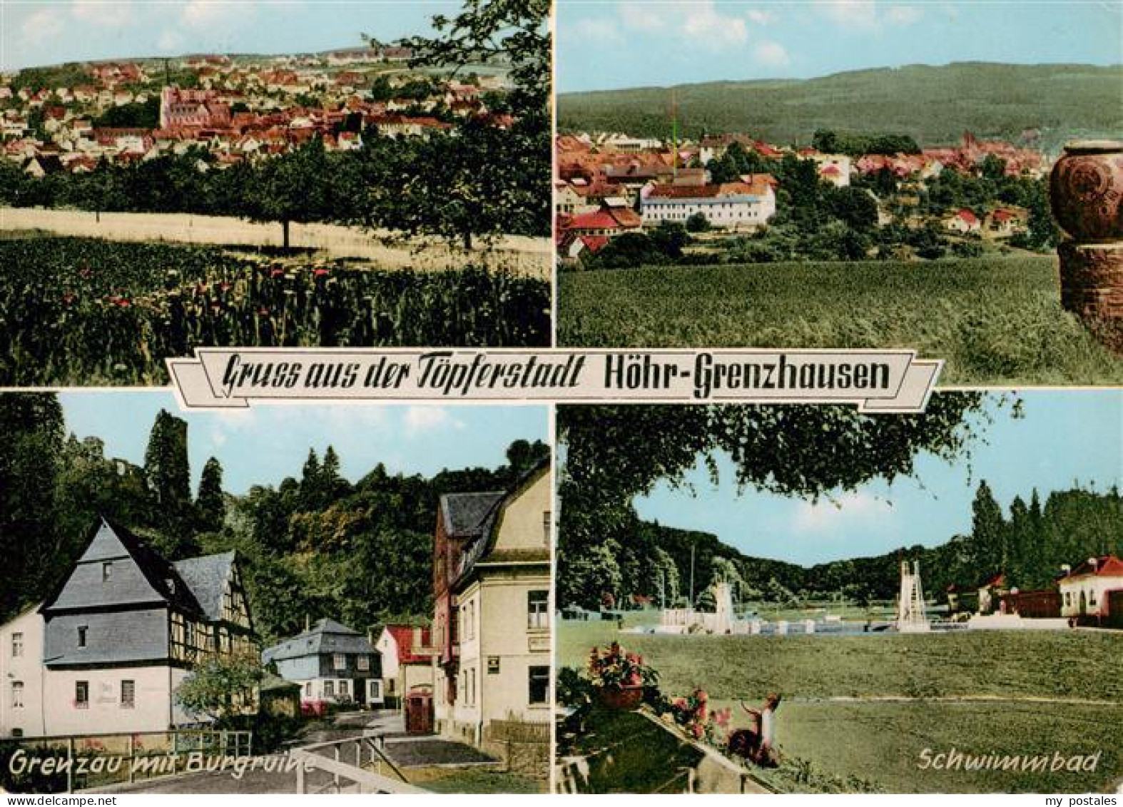 73881850 Hoehr-Grenzhausen Panorama Grenau Mit Burgruine Schwimmbad Hoehr-Grenzh - Hoehr-Grenzhausen