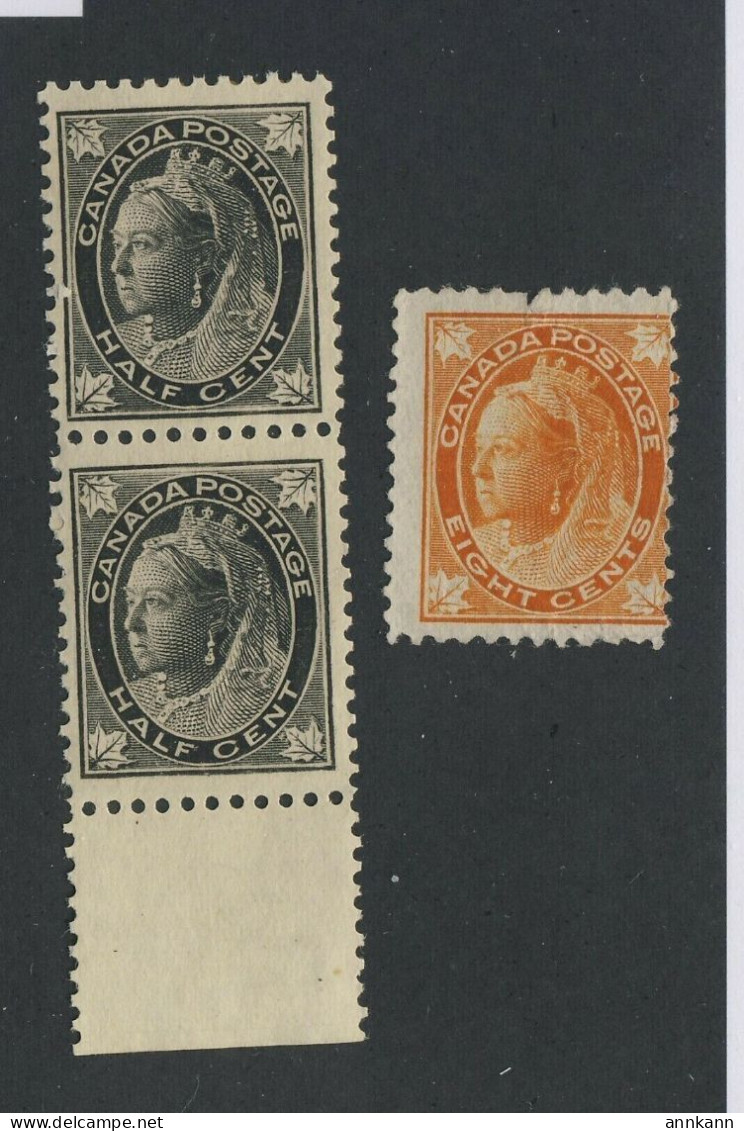 3x Canada Victoria Stamps Pair Of #66-1/2c MNH VF & #72-8c Guide Value = $160.00 - Nuevos