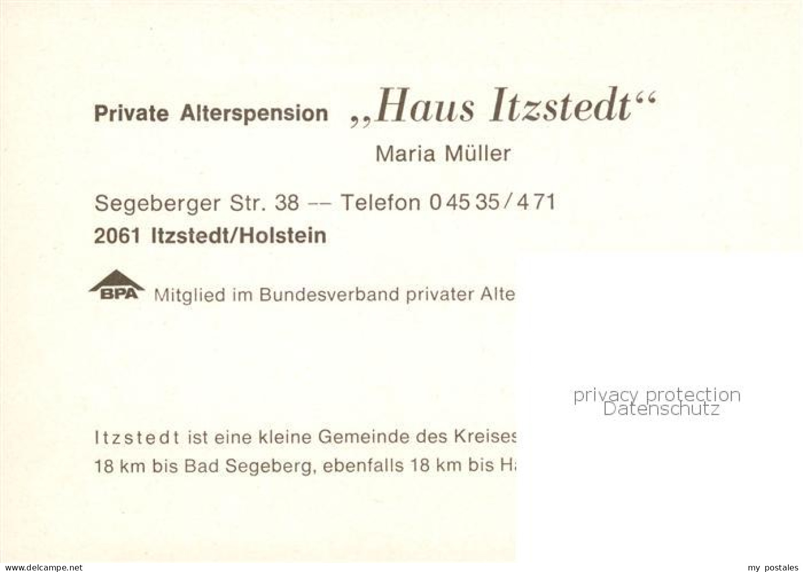 73847955 Bad Segeberg Private Alterspension Haus Itzstedt Bad Segeberg - Bad Segeberg