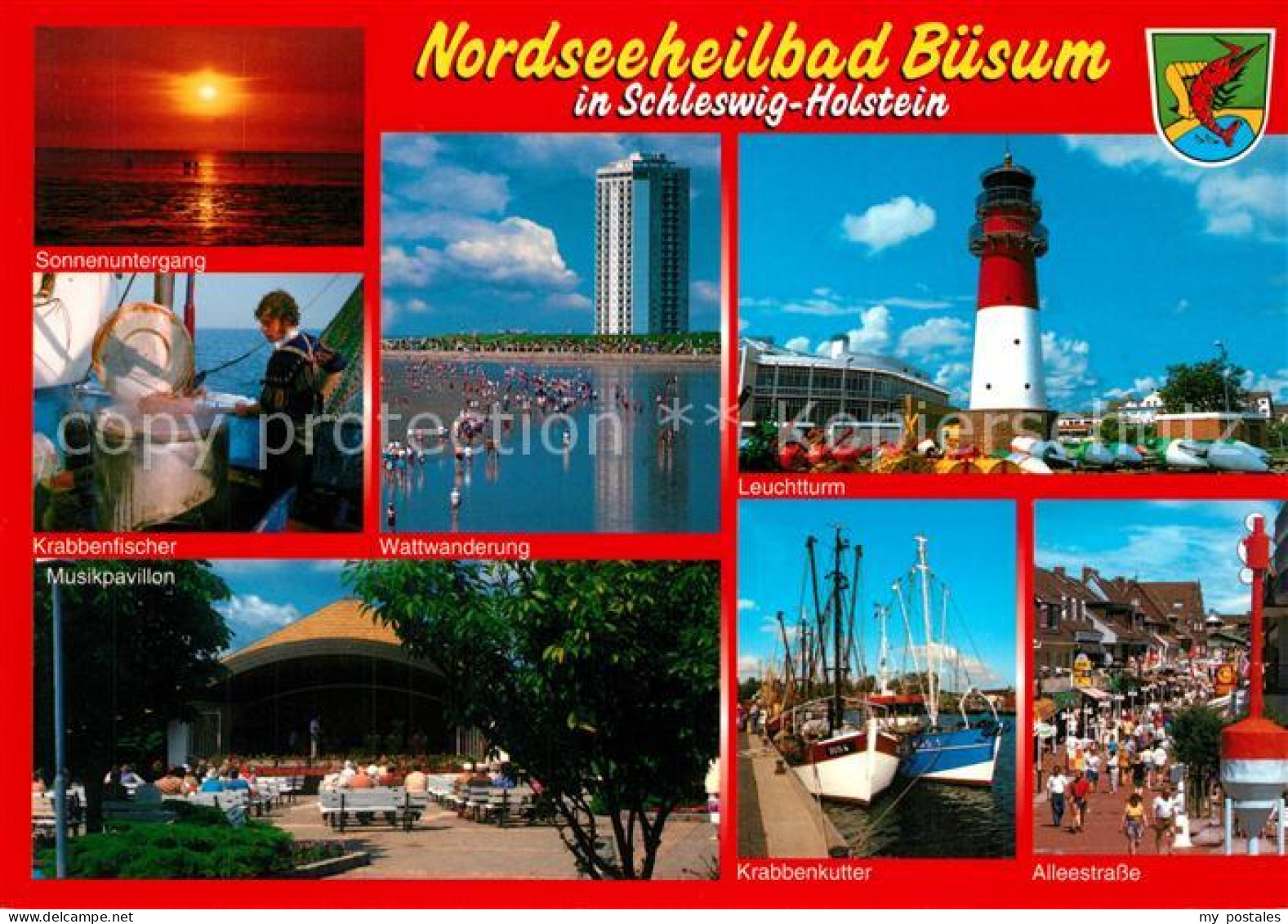 73258099 Buesum Nordseebad Krabbenfischer Wattwanderung Leuchtturm Musikpavillon - Buesum