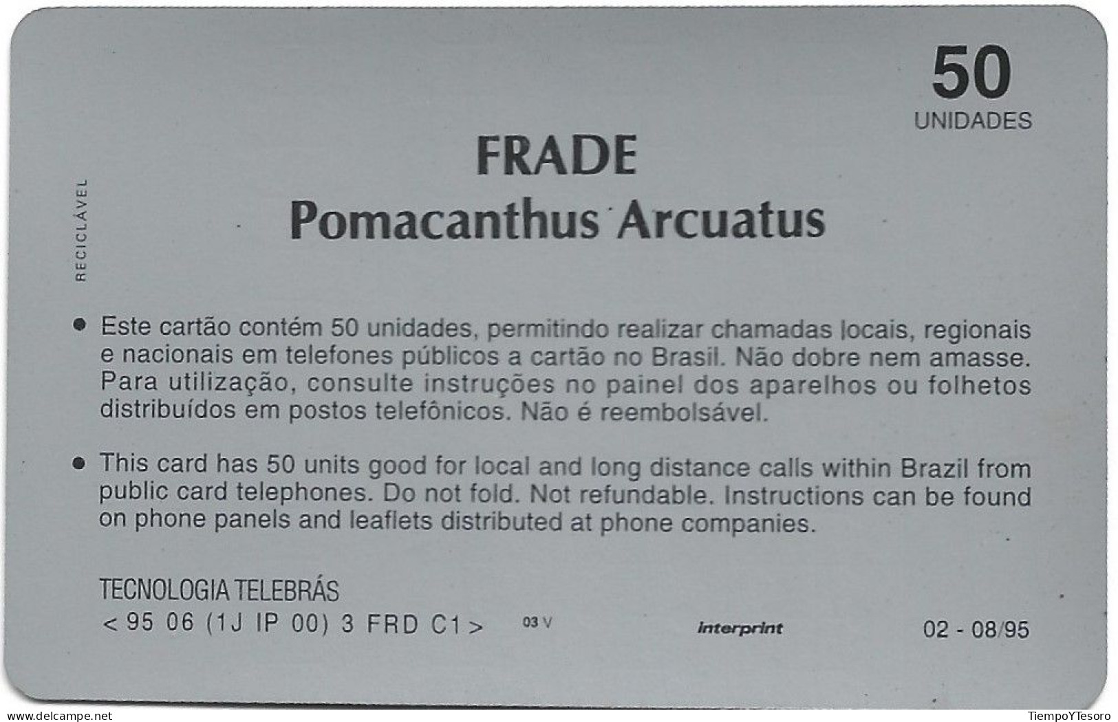 Phonecard - Brazil, Fish 2, N°1181 - Verzamelingen
