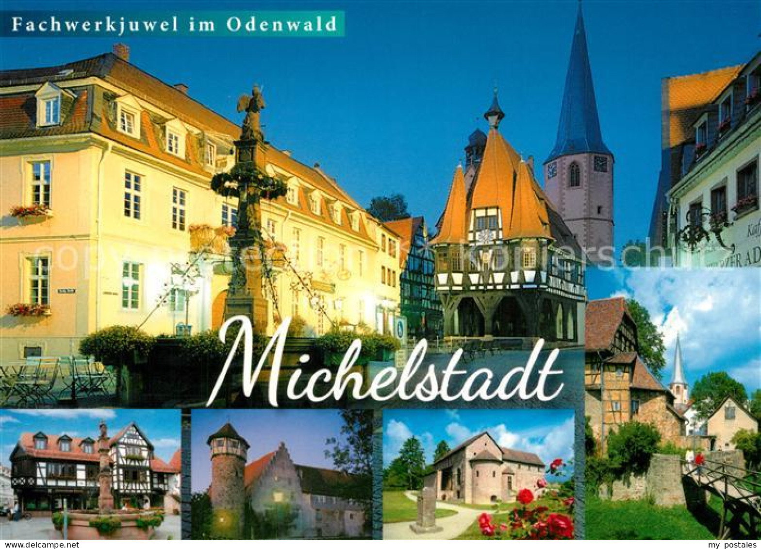 73255302 Michelstadt Fachwerkbauten Kirche Marktbrunnen Schloss Michelstadt - Michelstadt