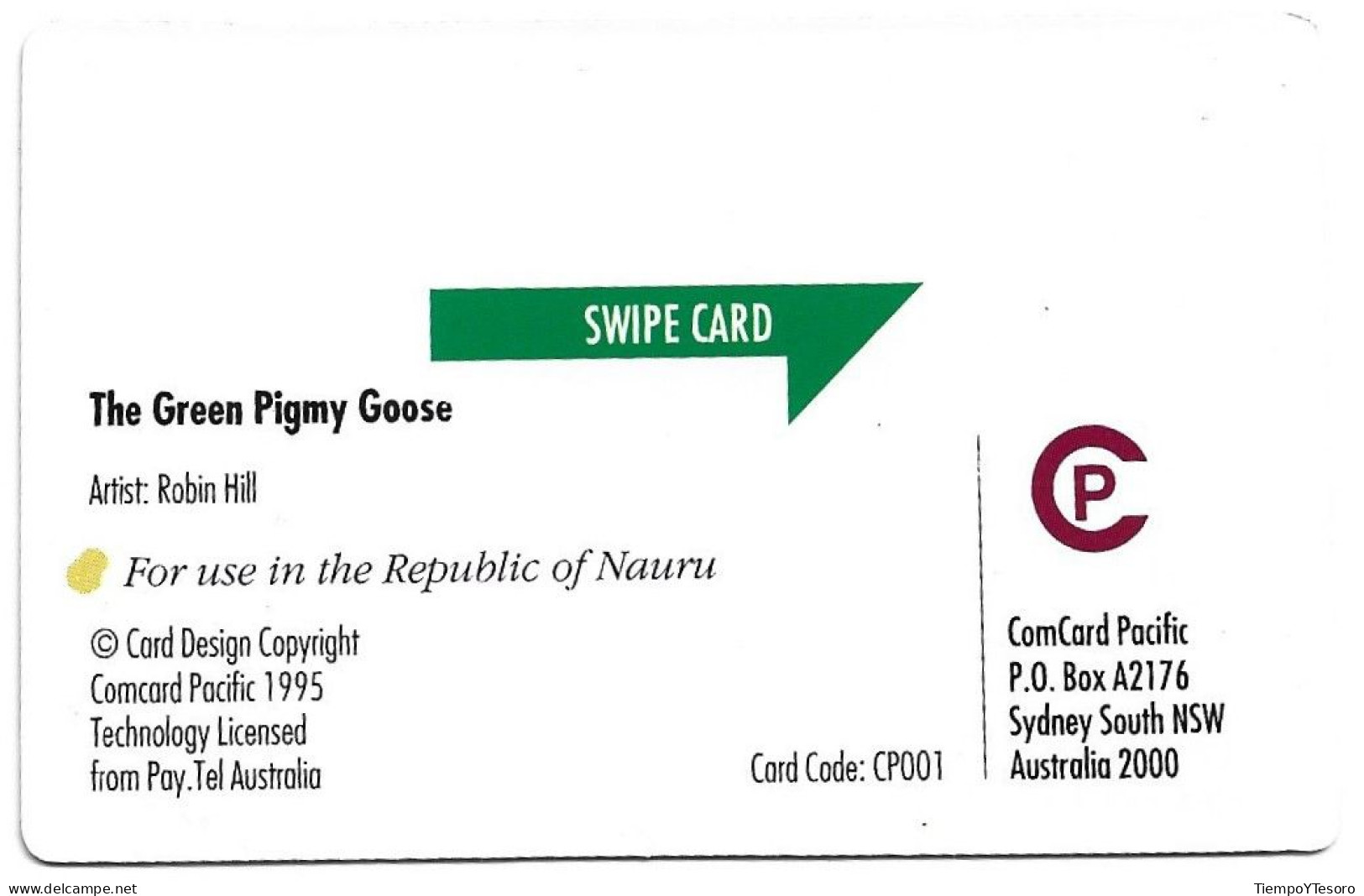 Phonecard - Australia, The Green Pigmy Goose, N°1199 - Colecciones