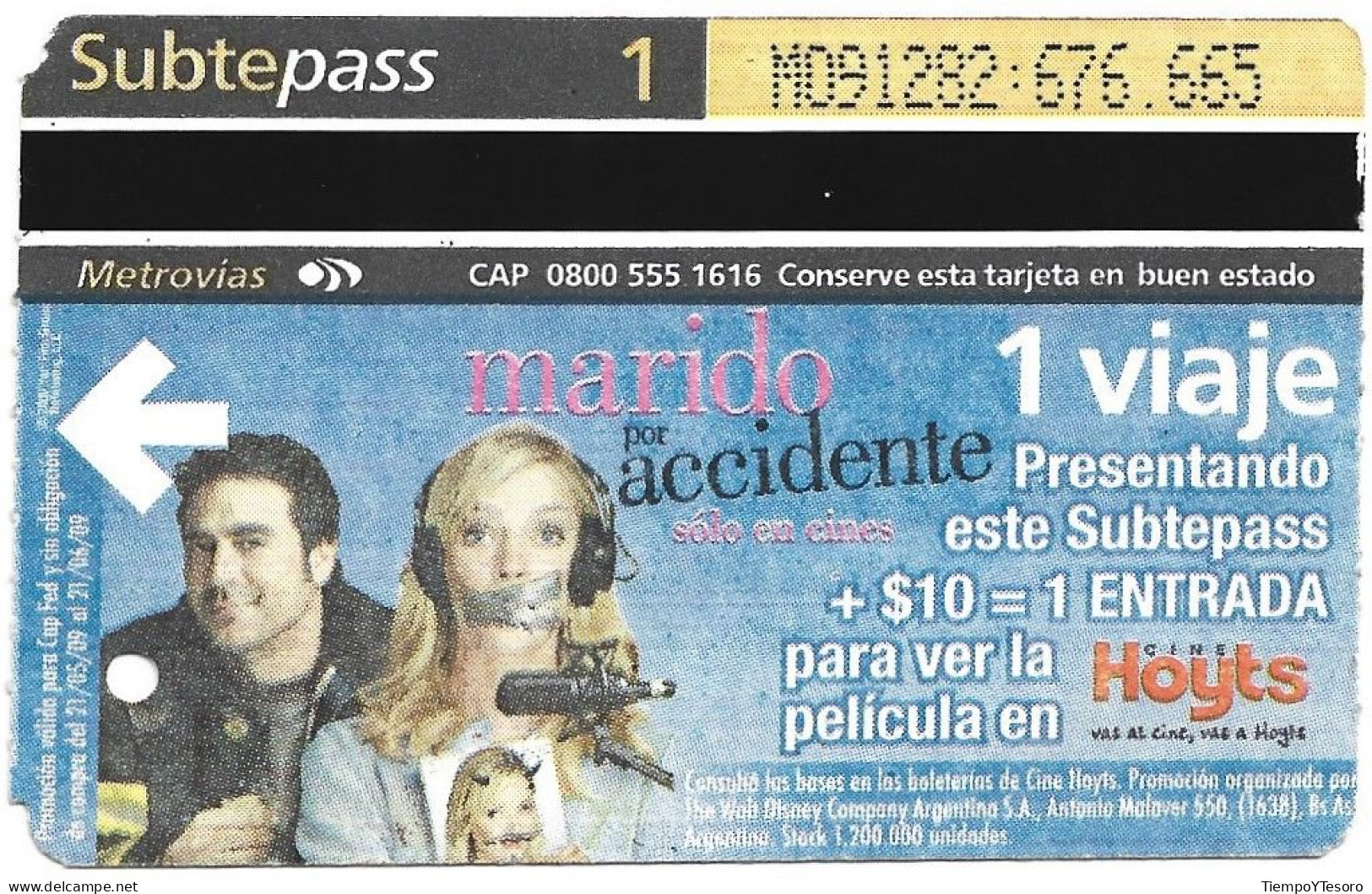 Subway Pass - Argentina, The Accidental Husband, N°1201 - Lots - Collections