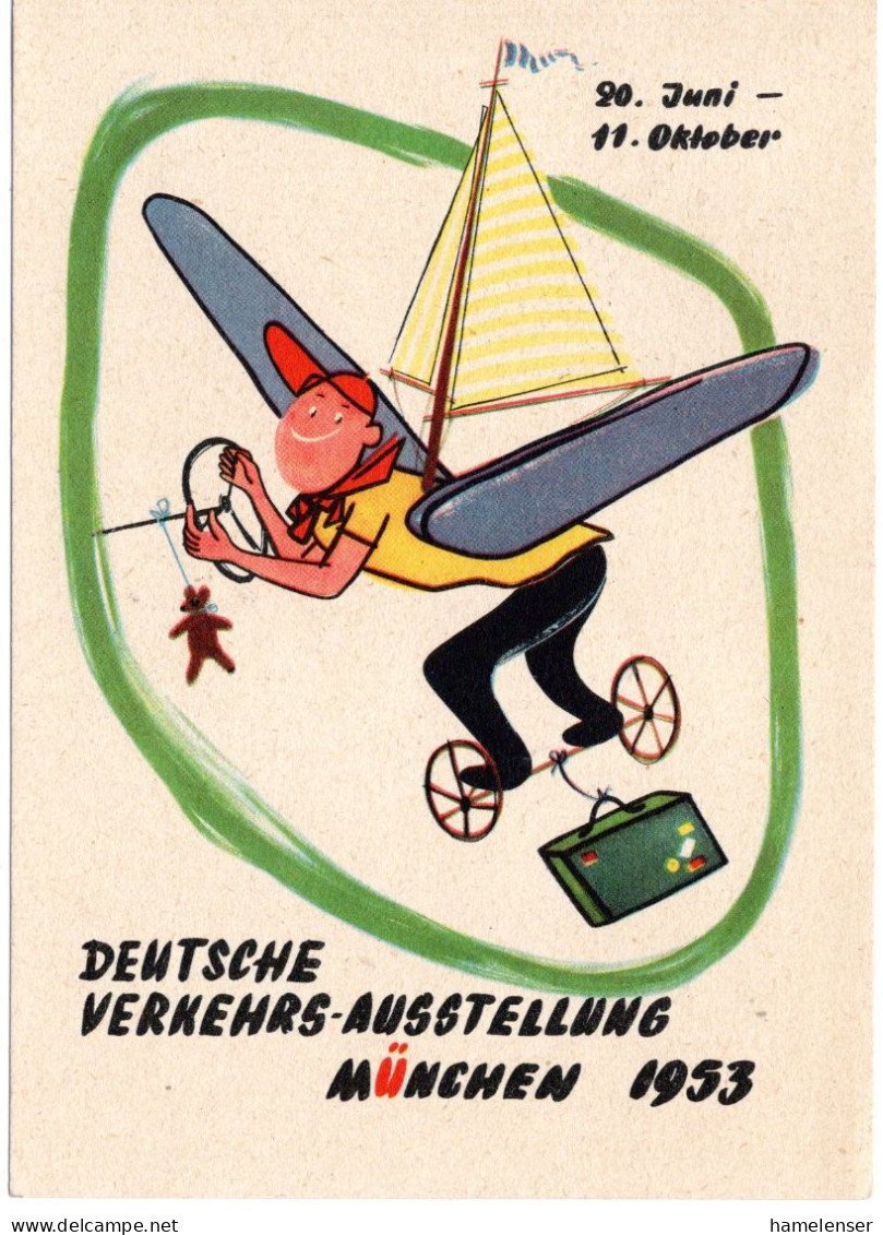 75869 - Bund - 1953 - 10Pfg Verkehrsausstellung EF A AnsKte SoStpl MUENCHEN - DEUTSCHE VERKEHRSAUSSTELLUNG 1953 - Covers & Documents