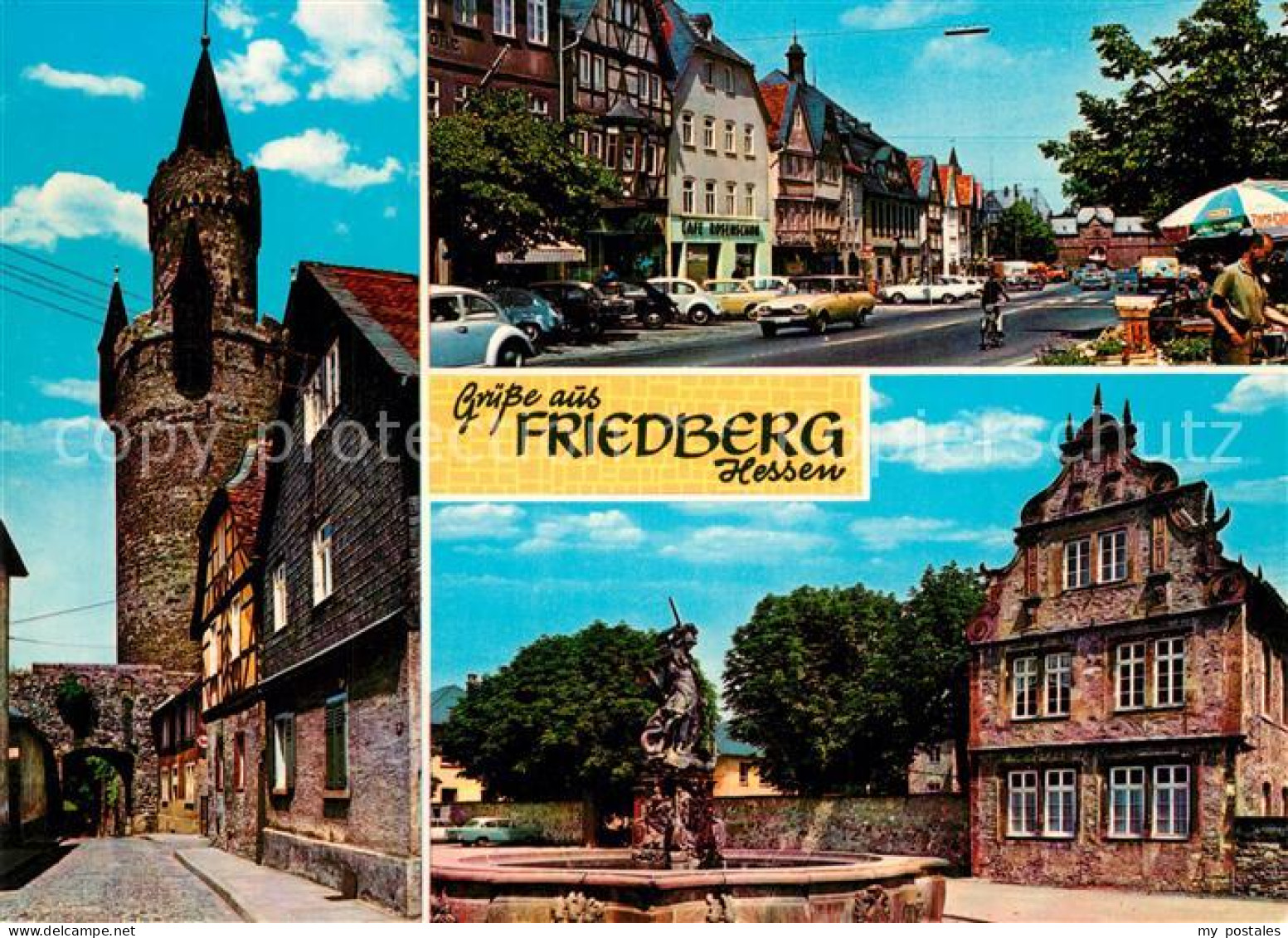 73248164 Friedberg Hessen Adolfsturm Kaiserstrasse Burg Schloss Brunnen Friedber - Friedberg