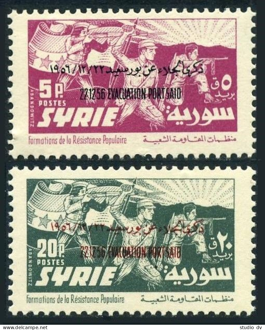 Syria 405-406, Hinged. Michel 713-714. People's Army Overprinted, 1957. - Syria