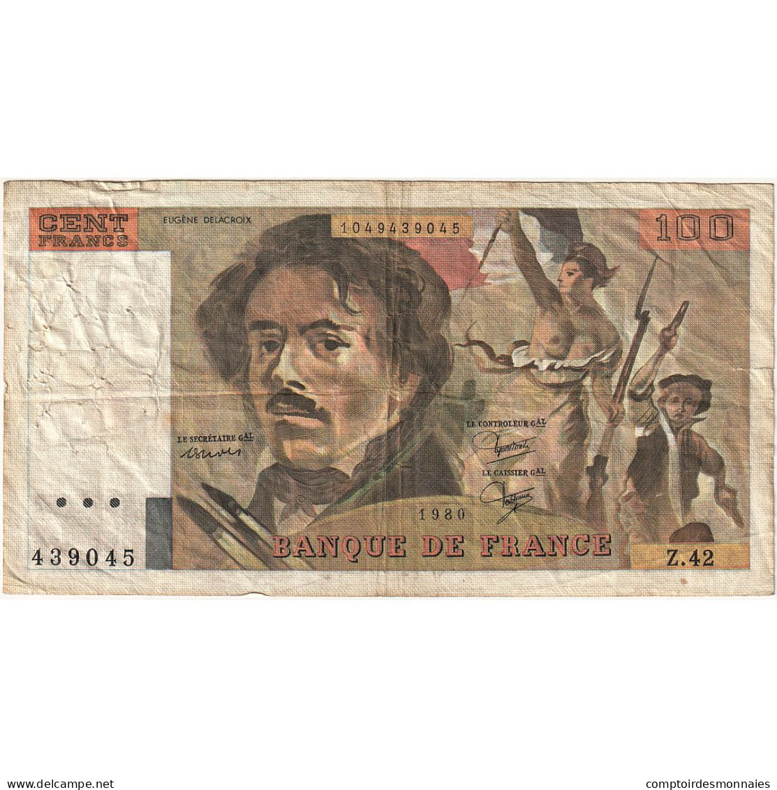 France, 100 Francs, Delacroix, 1980, Z.42, TB, Fayette:69.04b, KM:154b - 100 F 1964-1979 ''Corneille''
