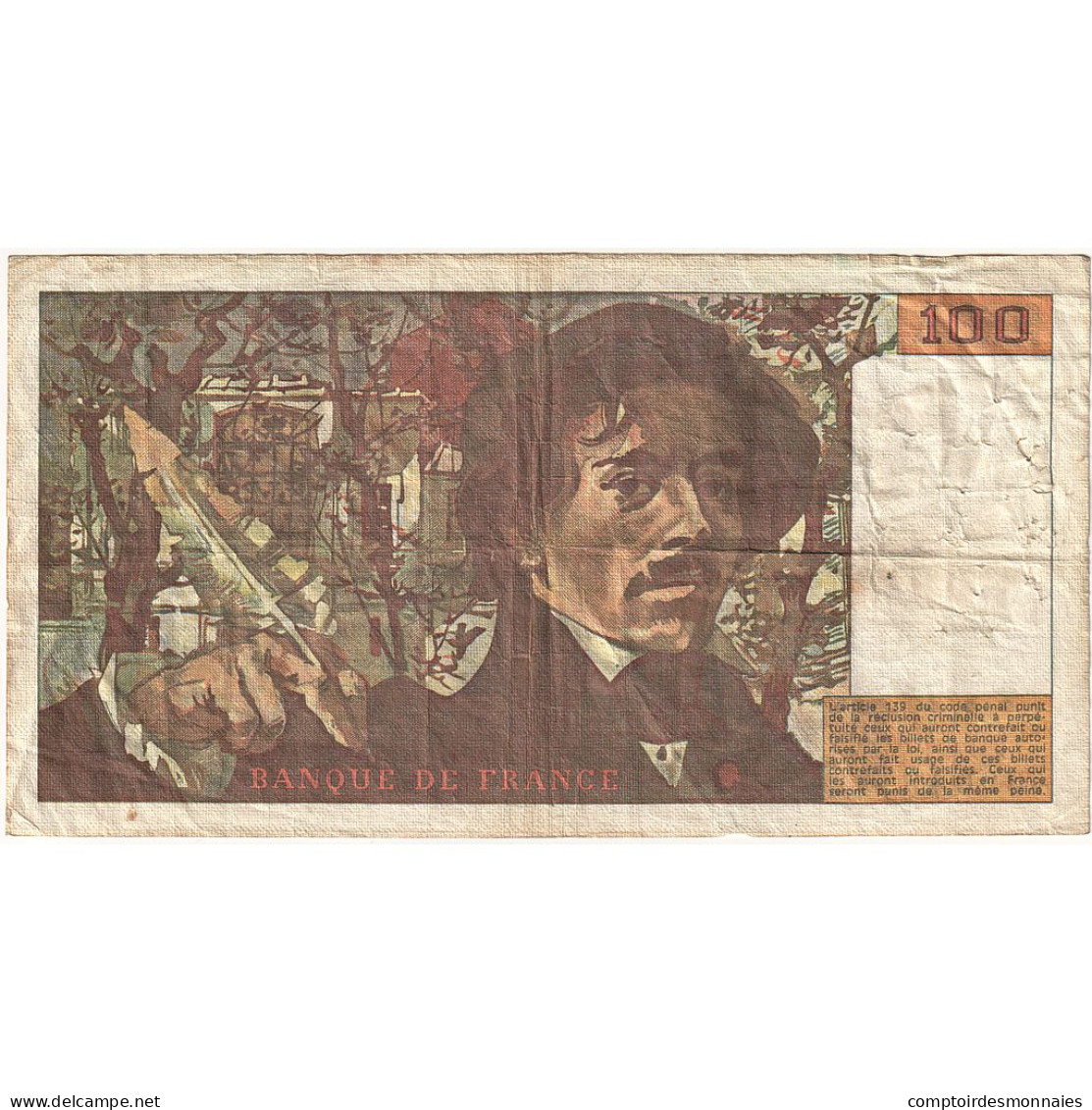 France, 100 Francs, Delacroix, 1980, Z.42, TB, Fayette:69.04b, KM:154b - 100 F 1964-1979 ''Corneille''