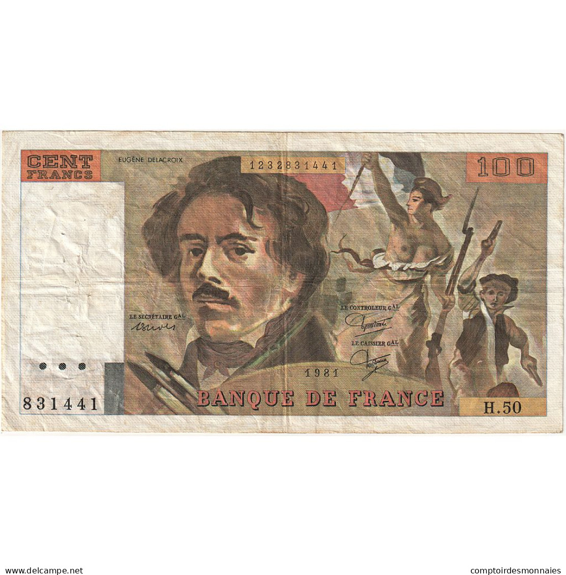 France, 100 Francs, Delacroix, 1981, H.50, TB+, Fayette:69.05, KM:154b - 100 F 1964-1979 ''Corneille''