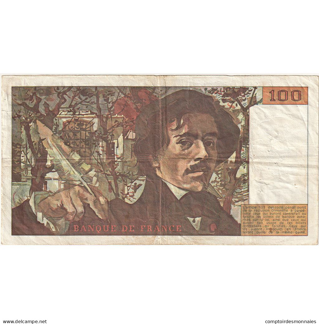 France, 100 Francs, Delacroix, 1980, C.38, TB+, Fayette:69.04b, KM:154b - 100 F 1964-1979 ''Corneille''