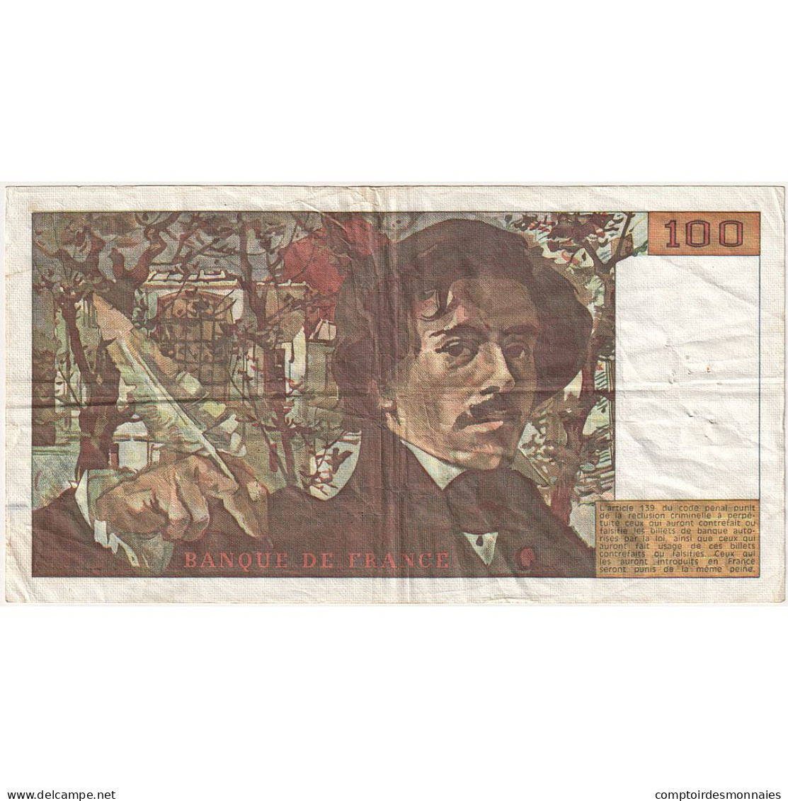 France, 100 Francs, Delacroix, 1981, O.54, TB, Fayette:69.05, KM:154b - 100 F 1964-1979 ''Corneille''