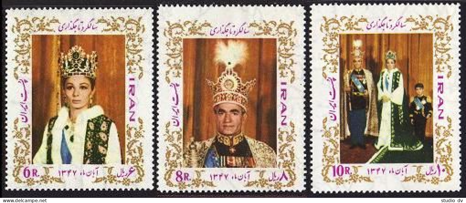 Iran 1488-1490,MNH.Michel 1400-1402. Coronation Of Shah Riza Pahlavi,Farah,1968. - Iran