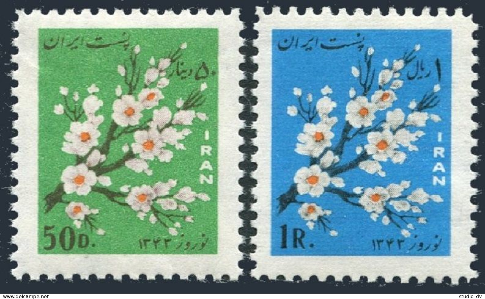 Iran 1283-1284,MNH.Michel 1208-1209. Now Rooz,Iranian New Year,1964.Flowers. - Iran