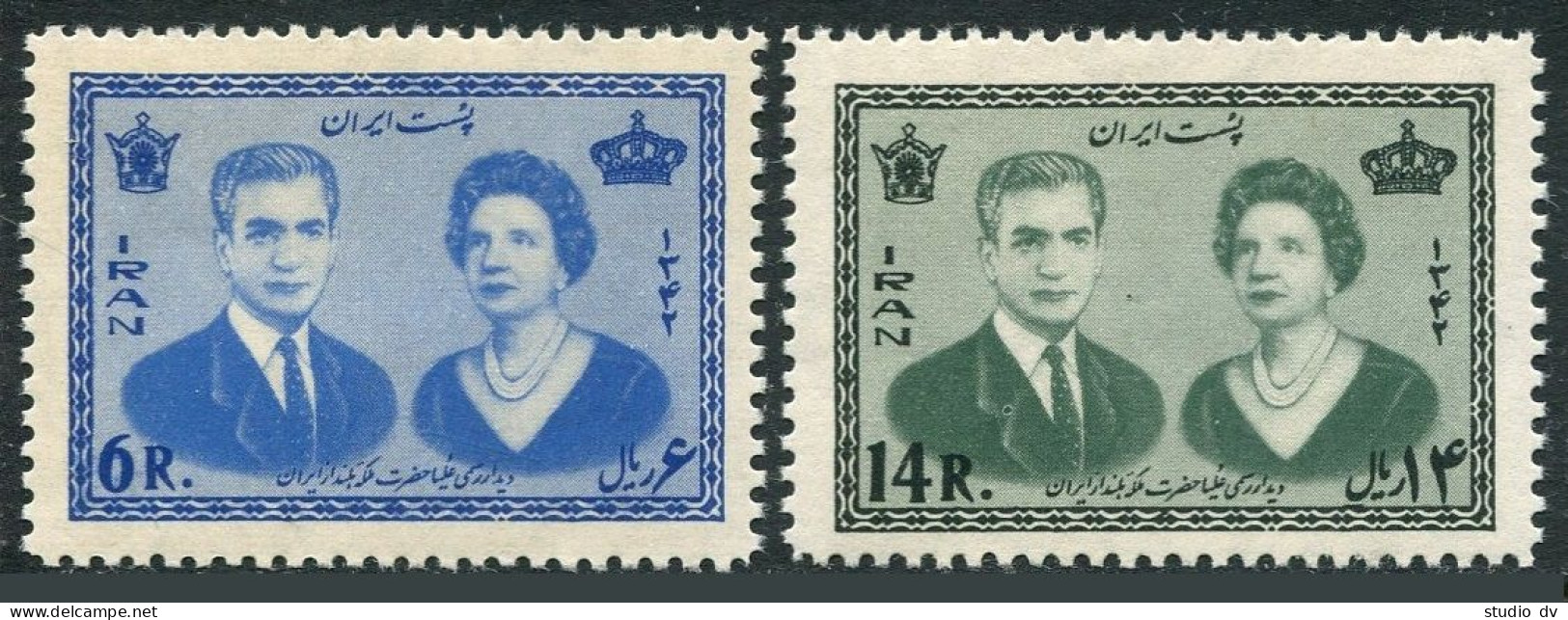 Iran 1253-1254,MNH.Michel 1164-1165. Visit 1963.Queen Juliana,Netherlands.Shah. - Iran