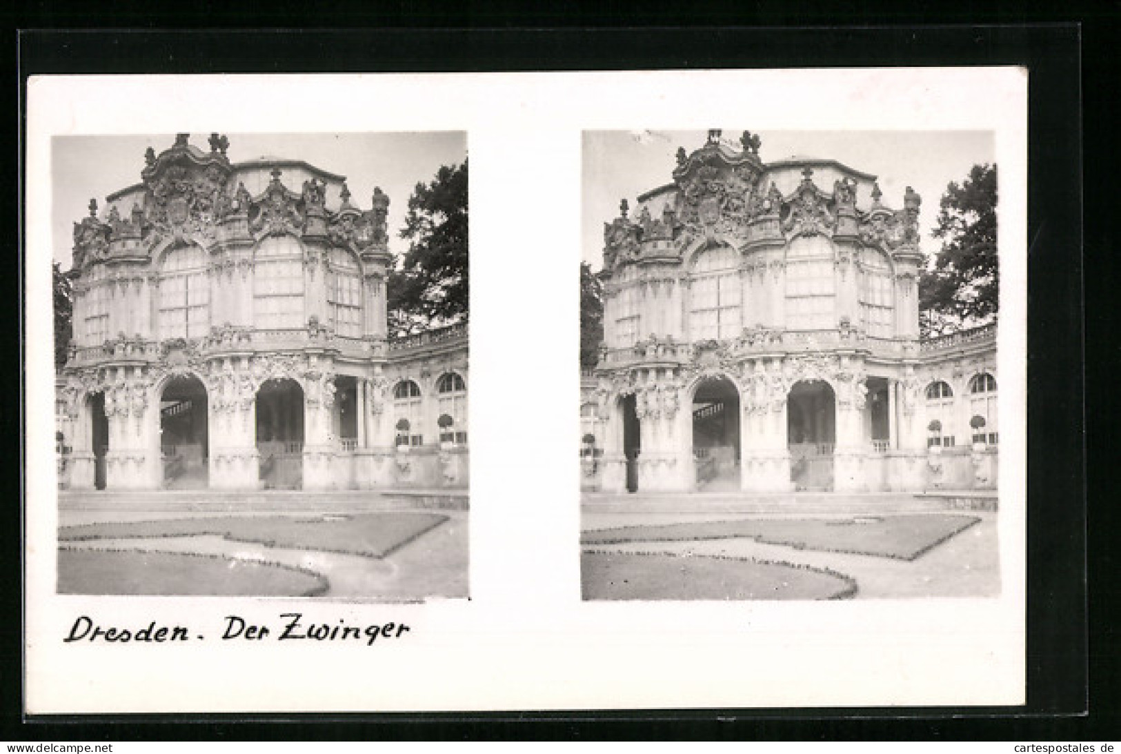 Stereo-AK Dresden, Partie Am Zwinger  - Stereoscope Cards