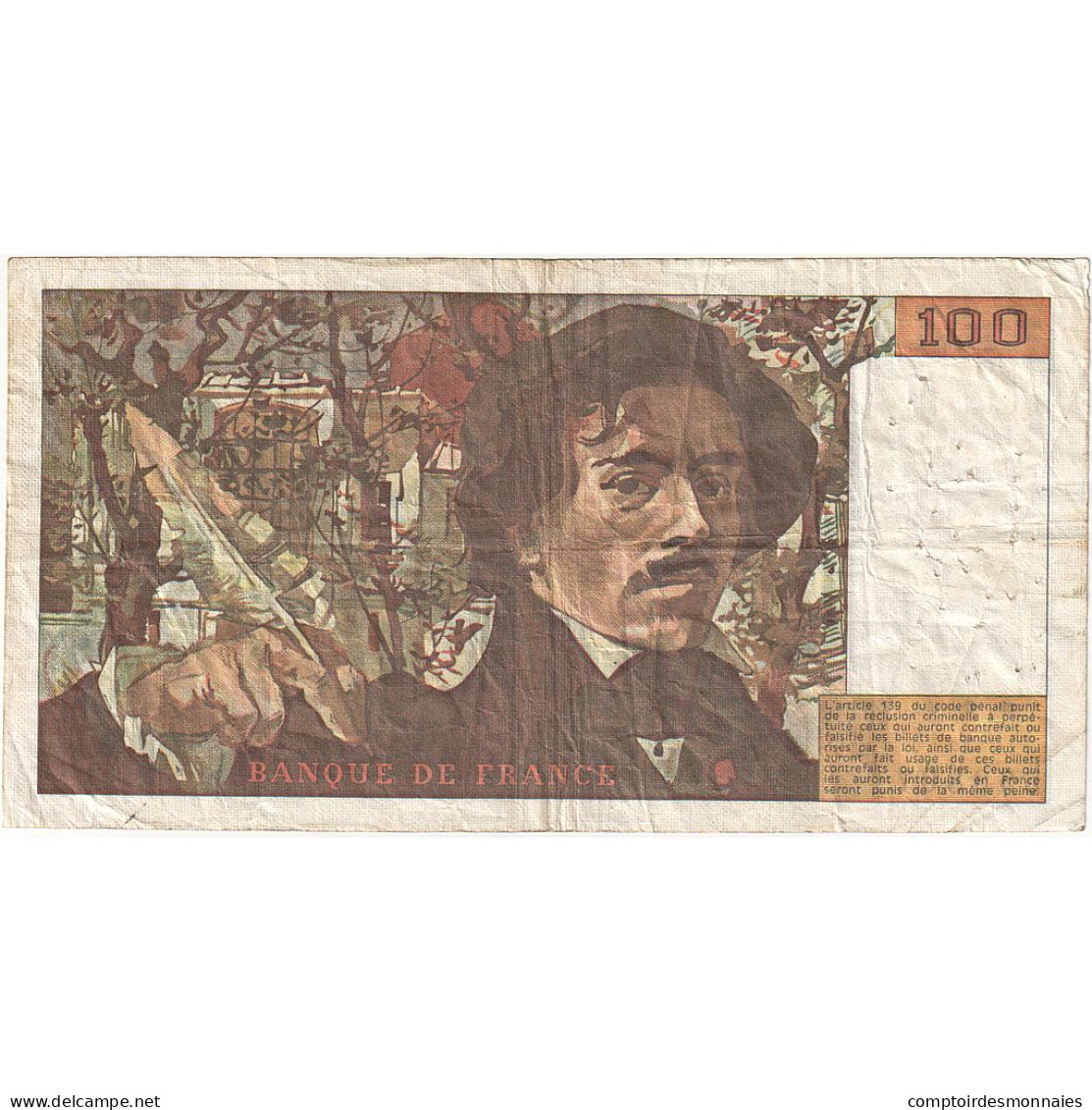 France, 100 Francs, Delacroix, 1979, R.19, TB, Fayette:69.03, KM:154b - 100 F 1964-1979 ''Corneille''