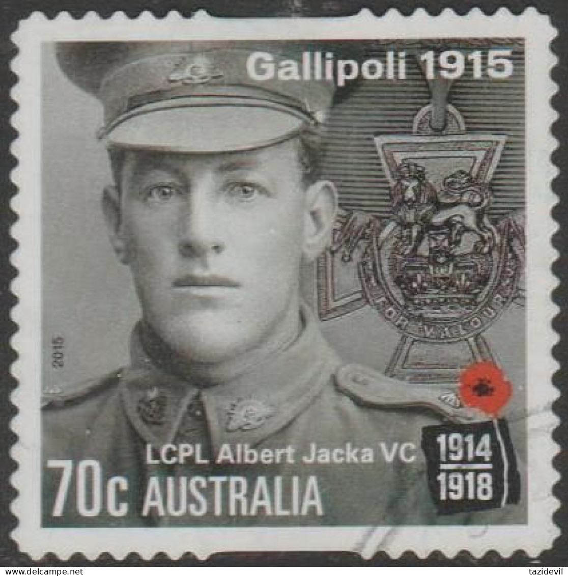 AUSTRALIA - DIE-CUT - USED - 2015 70c Centenary Of WWI 1915: - Gallipoli - LCPL Albert Jacka VC - Soldier - Used Stamps