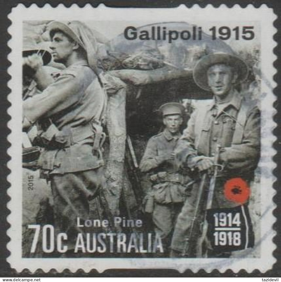 AUSTRALIA - DIE-CUT - USED - 2015 70c Centenary Of WWI 1915: - Gallipoli - Lone Pine - Soldiers - Used Stamps