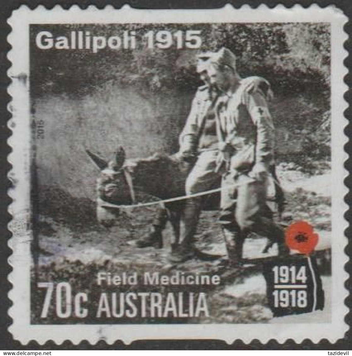 AUSTRALIA - DIE-CUT - USED - 2015 70c Centenary Of WWI 1915: - Gallipoli - Field Medicine - Soldiers, Donkey - Oblitérés