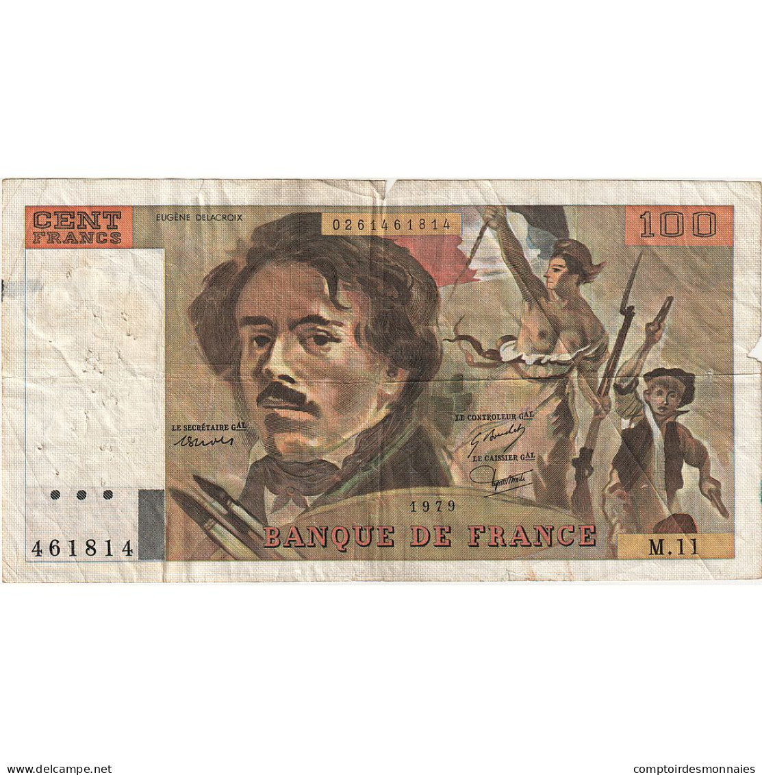 France, 100 Francs, Delacroix, 1979, M.11, B, Fayette:69.2c, KM:154a - 100 F 1978-1995 ''Delacroix''