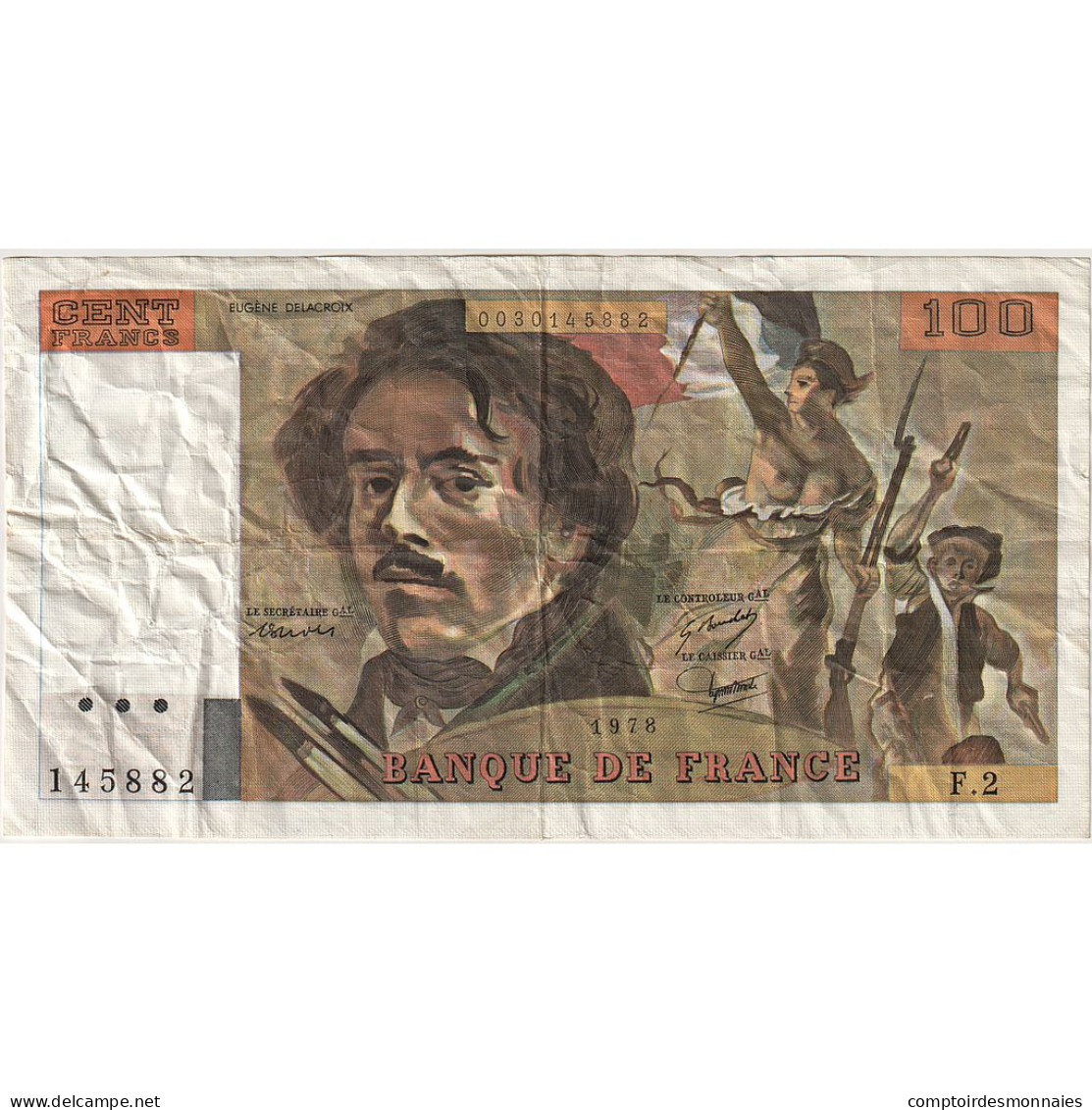 France, 100 Francs, Delacroix, 1978, F.2, TTB, Fayette:68.2, KM:153 - 100 F 1978-1995 ''Delacroix''