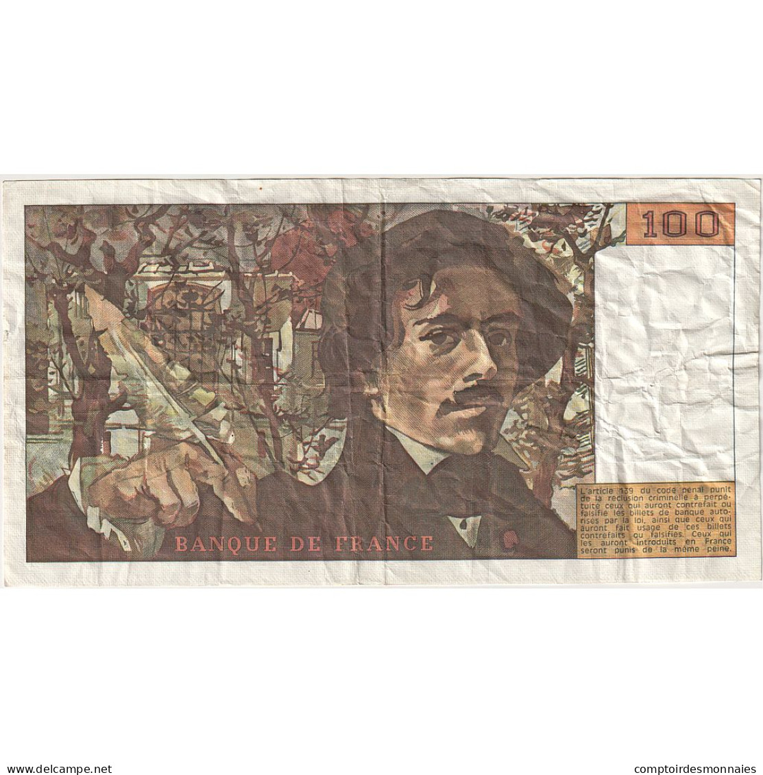 France, 100 Francs, Delacroix, 1978, F.2, TTB, Fayette:68.2, KM:153 - 100 F 1978-1995 ''Delacroix''