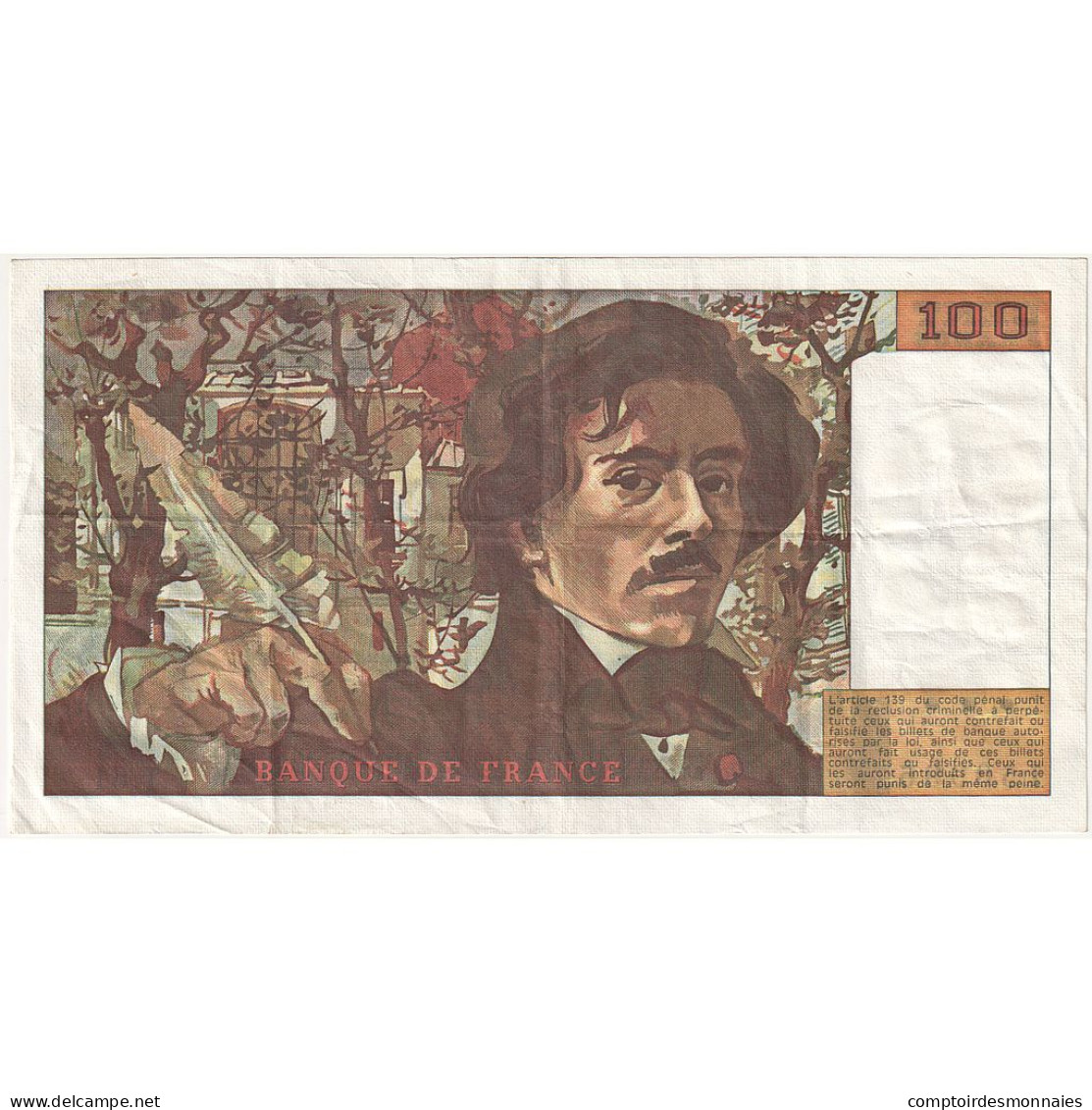 France, 100 Francs, Delacroix, 1982, T.61, TTB, Fayette:69.06, KM:154b - 100 F 1964-1979 ''Corneille''