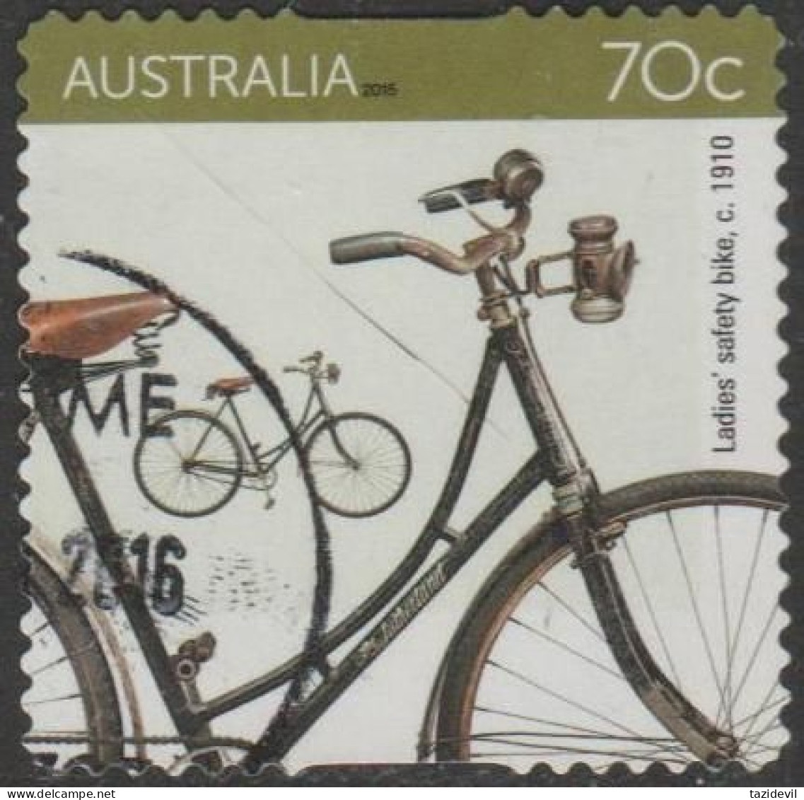 AUSTRALIA - DIE-CUT - USED - 2015 70c Bicycles - Ladies' Safety Bike 1910 - Gebraucht