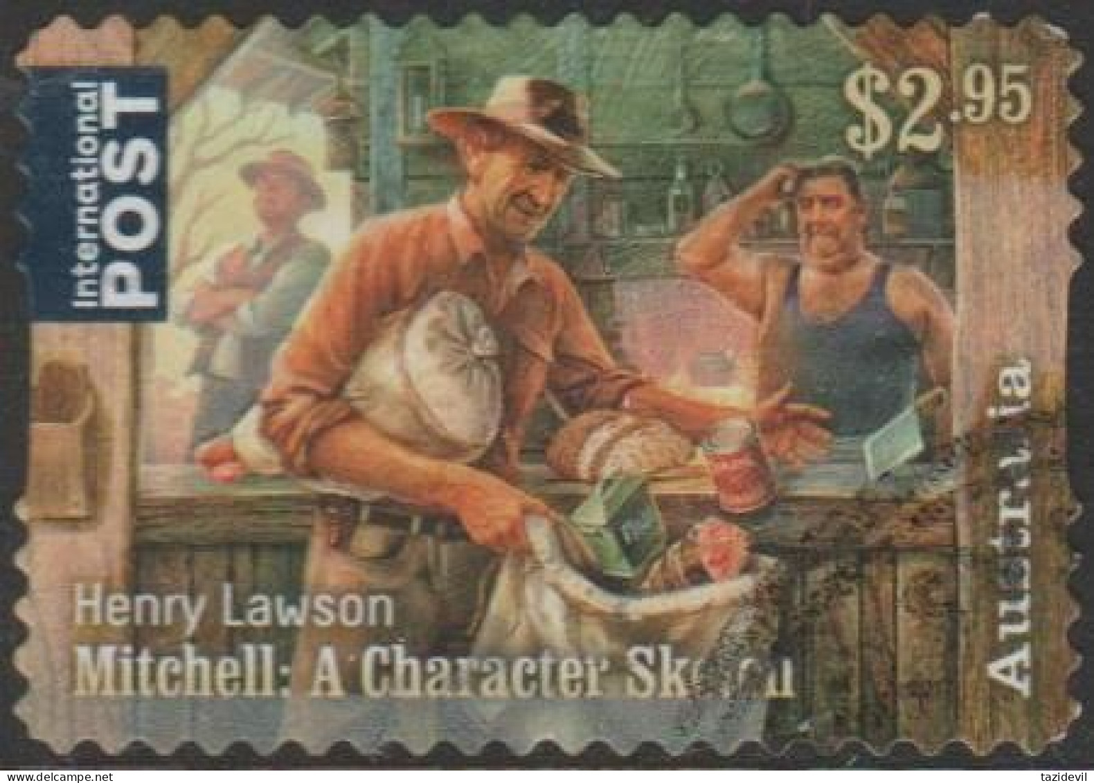 AUSTRALIA - DIE-CUT - USED - 2017 $2.95 Henry Lawson - Poet, International - "Mitchell": A Character Sketch - Gebraucht