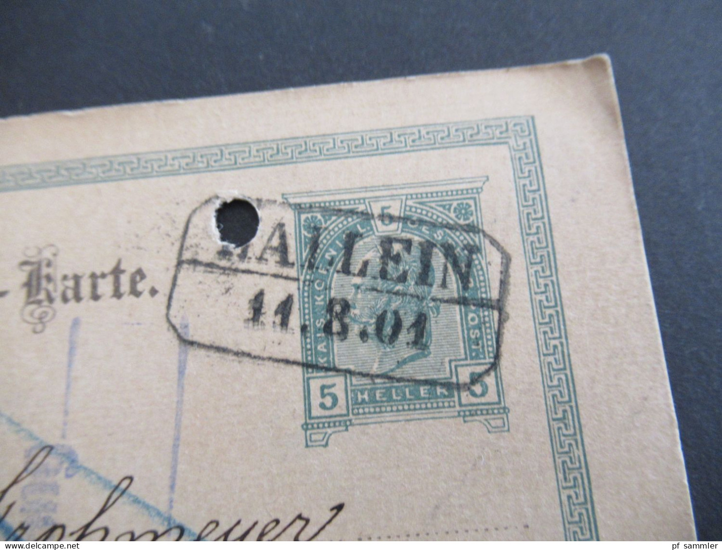 Österreich 1901 Ganzsache 5 Heller Mit Stempel Ra2 Hallein Nach Konstanz Baden Mit Ank. Stempel - Cartes Postales