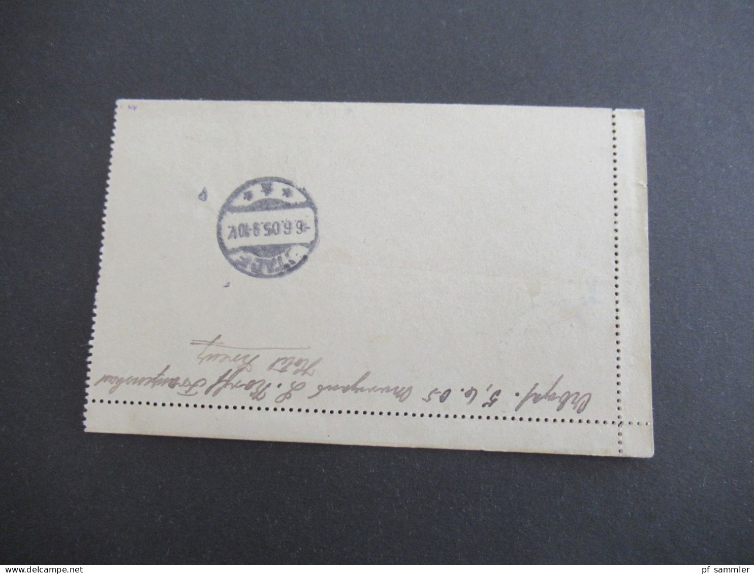 Österreich / Tschechien 1905 Kartenbrief Mit Strichstempel Franzensbad - Stade Pr. Hannover Mit Ank. Stempel - Letter-Cards