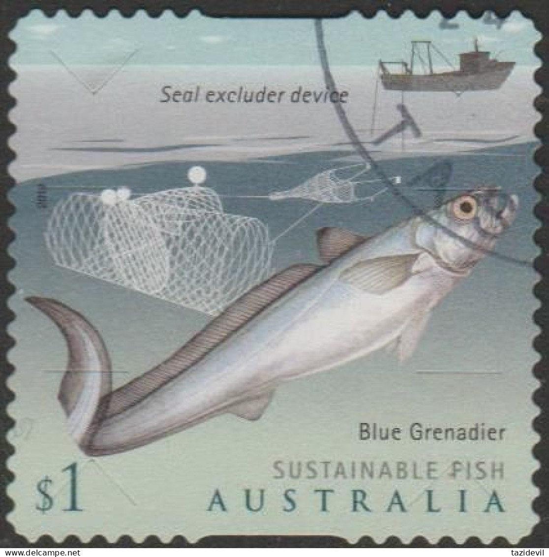 AUSTRALIA - DIE-CUT - USED - 2019 $1.00 Sustainable Fish - Blue Grenadier - Used Stamps