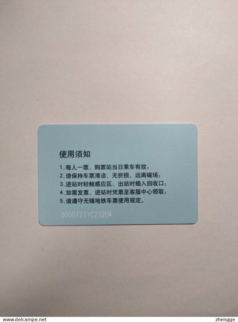 China Transport Cards, S1 Line,  Metro Card, Wuxi City, (1pcs) - Sin Clasificación