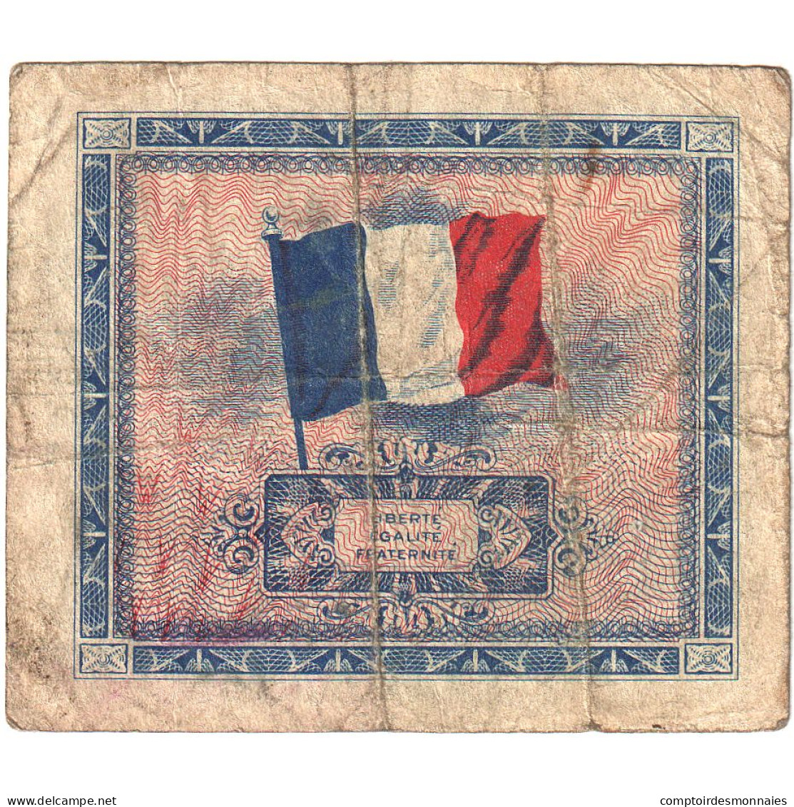 France, 5 Francs, Drapeau/France, 1944, B, Fayette:17.01, KM:115a - 1944 Drapeau/France